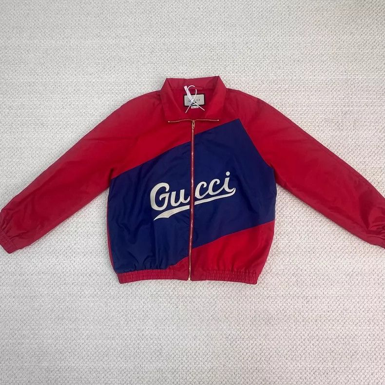 Gucci Gucci Color-blocked logo embroidered red and blue windbrea Size US S / EU 44-46 / 1 - 1 Thumbnail