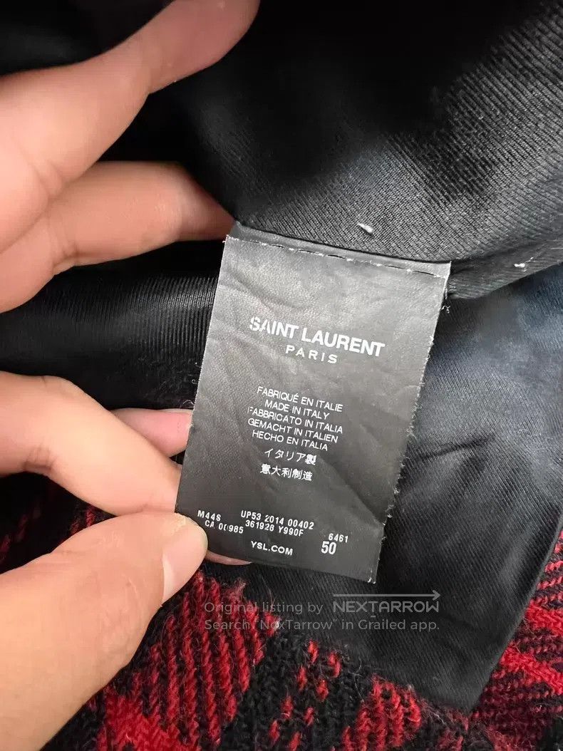 Saint Laurent Paris Saint Laurent Paris Suede Patchwork Red Plaid Wool Coat Size US M / EU 48-50 / 2 - 5 Thumbnail