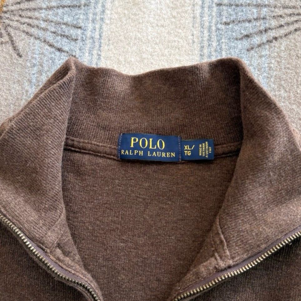 Polo Ralph Lauren VINTAGE Polo Ralph Lauren Mens Polo 1/4 Zip Pullover Sweater XL Brown Embroidered Preppy Size US XL / EU 56 / 4 - 3 Thumbnail