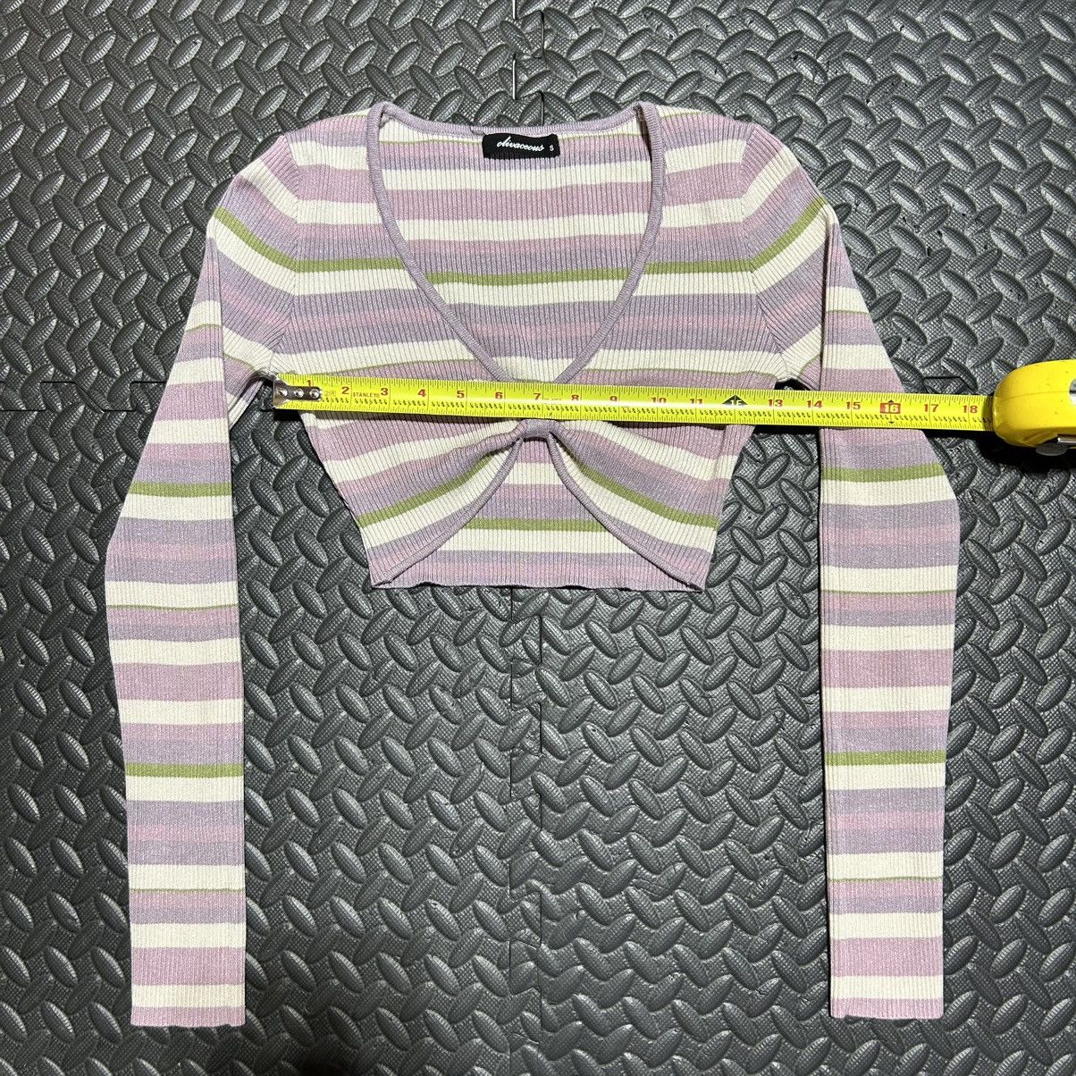Other Olivaceous Crop Top Ruched Striped Women’s Small Pastel Size S / US 4 / IT 40 - 3 Thumbnail
