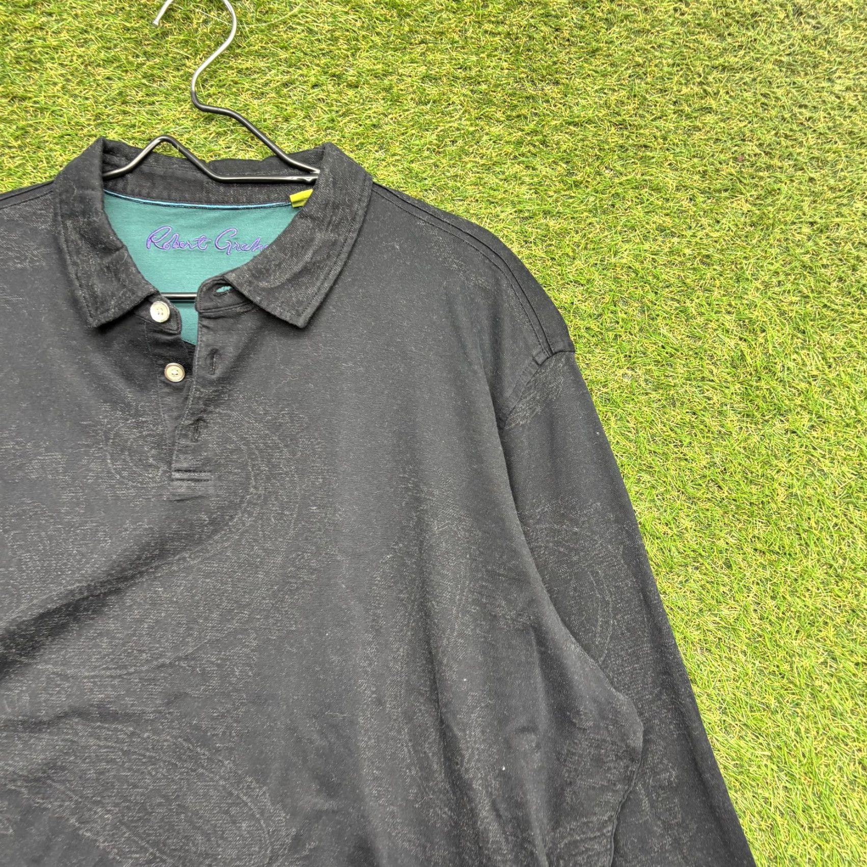 Robert Graham Robert Graham Polo Shirt Mens XL Black Paisley Long Sleeve Classic Fit Knit Size US XL / EU 56 / 4 - 2 Thumbnail