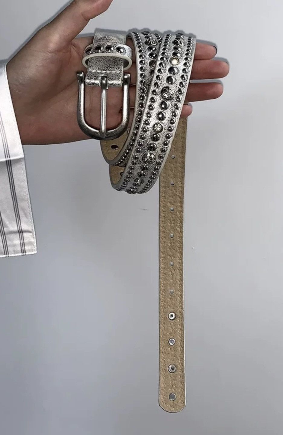 Japanese Brand × Vintage Retro punk rhinestone studded rivet cracked belt Size ONE SIZE - 3 Thumbnail