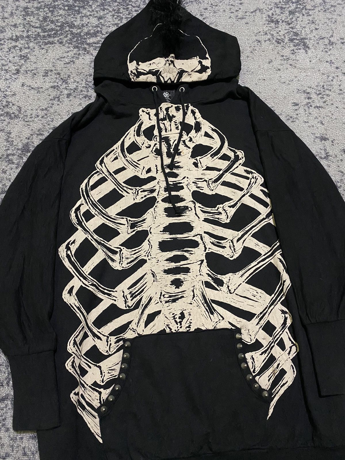 Y2k Glad news oversized studded mohawk hoodie