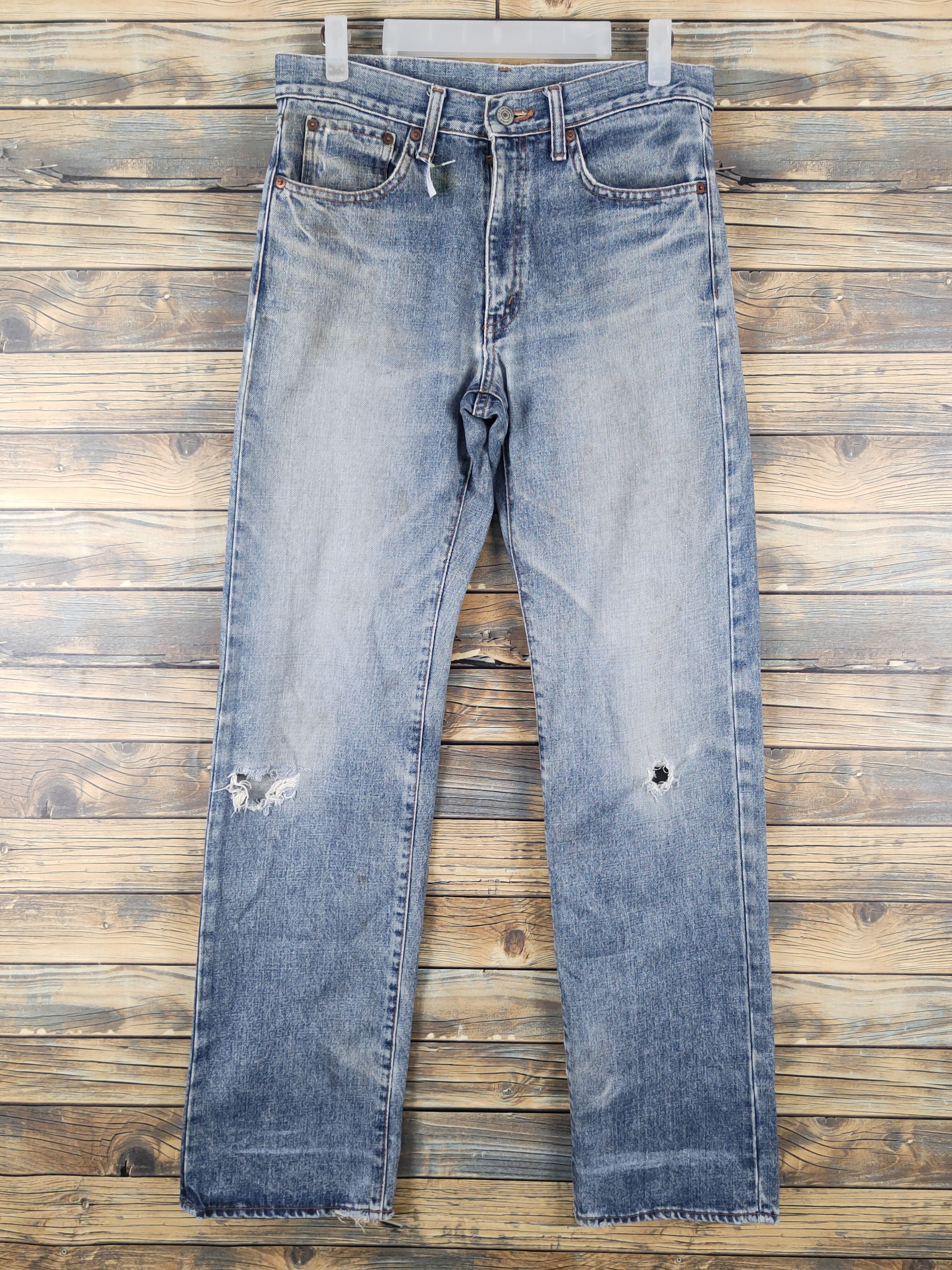 Vintage Bobson Blue Distressed Ripped vintage denim Jeans #W1480 Size US 31 - 1 Thumbnail