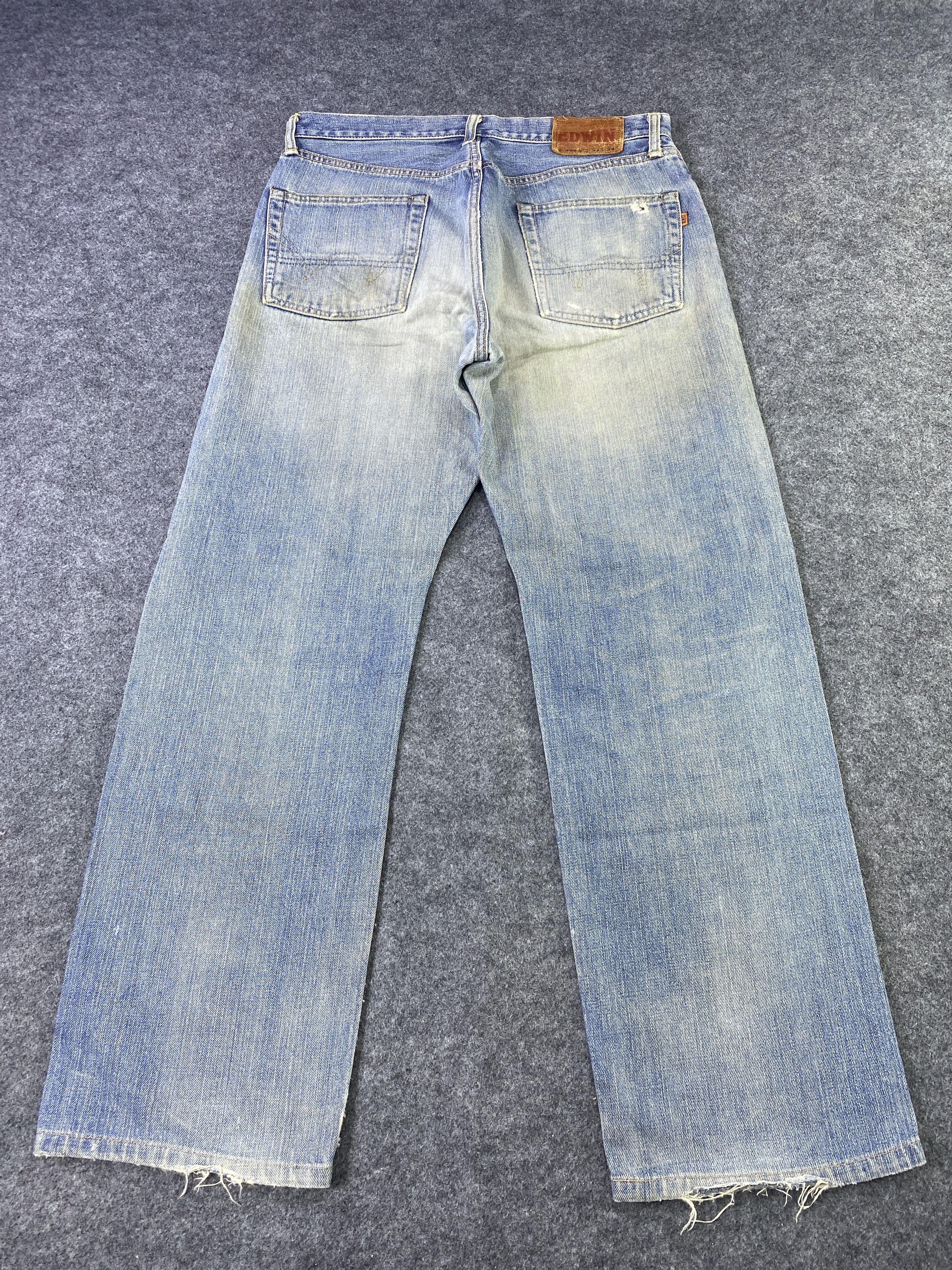 Edwin Edwin 505x Selvedge Distress Blue Wash Denim - J885 Size US 33 - 4 Thumbnail