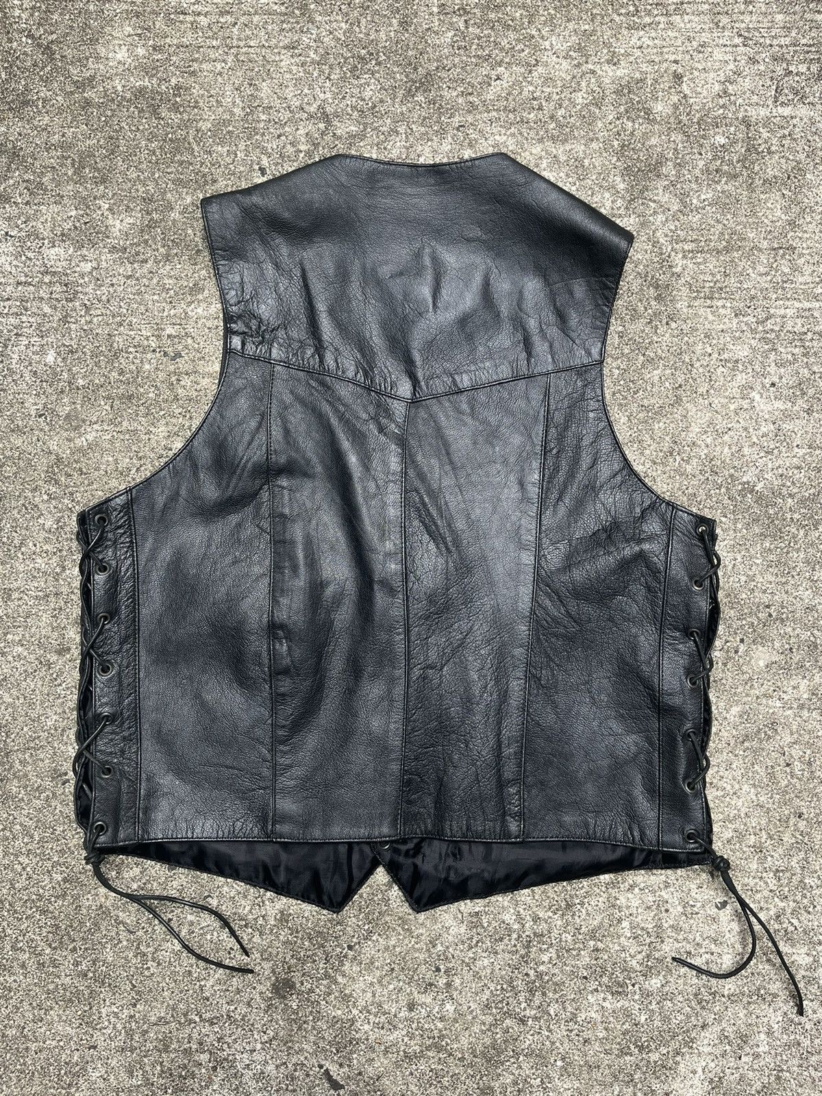Leather Vintage Y2K Silver Biker Genuine Leather Vest Size US L / EU 52-54 / 3 - 5 Thumbnail