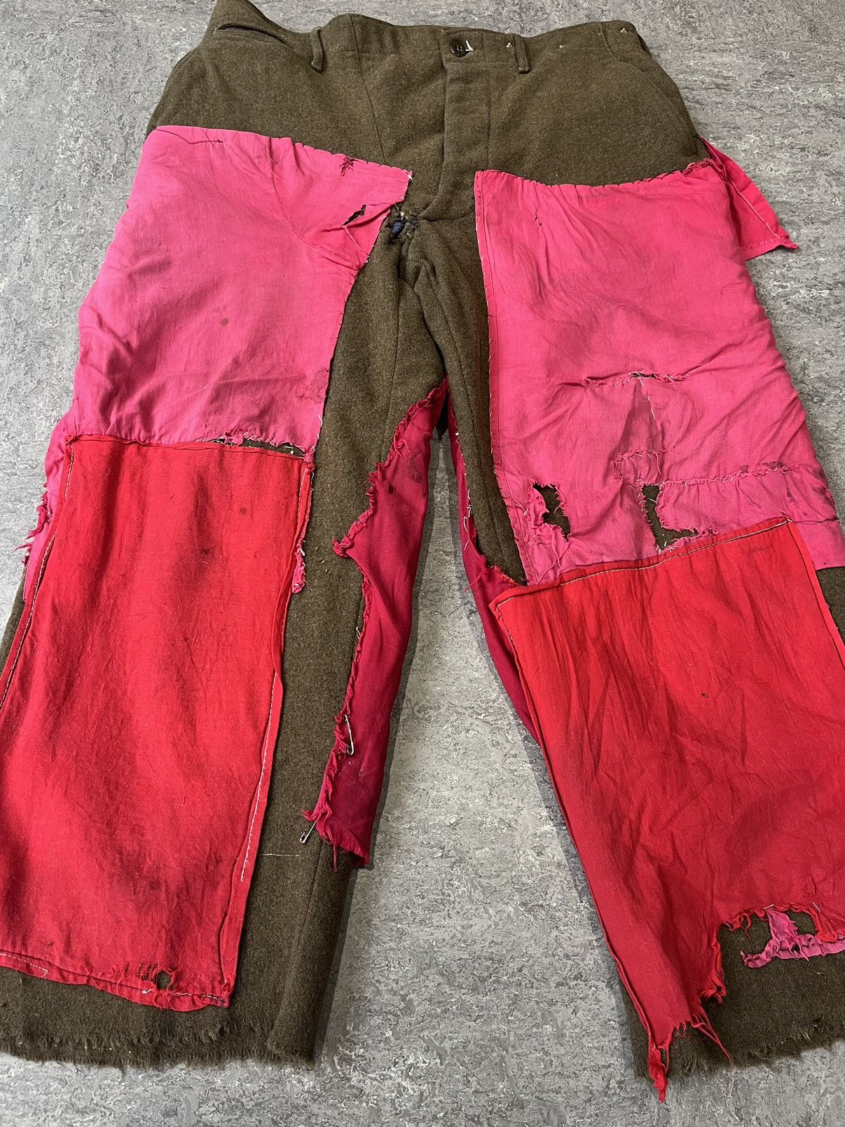 image of 1950S True Vintage Original Patchwork Army Pants in Red, Men's (Size 34)