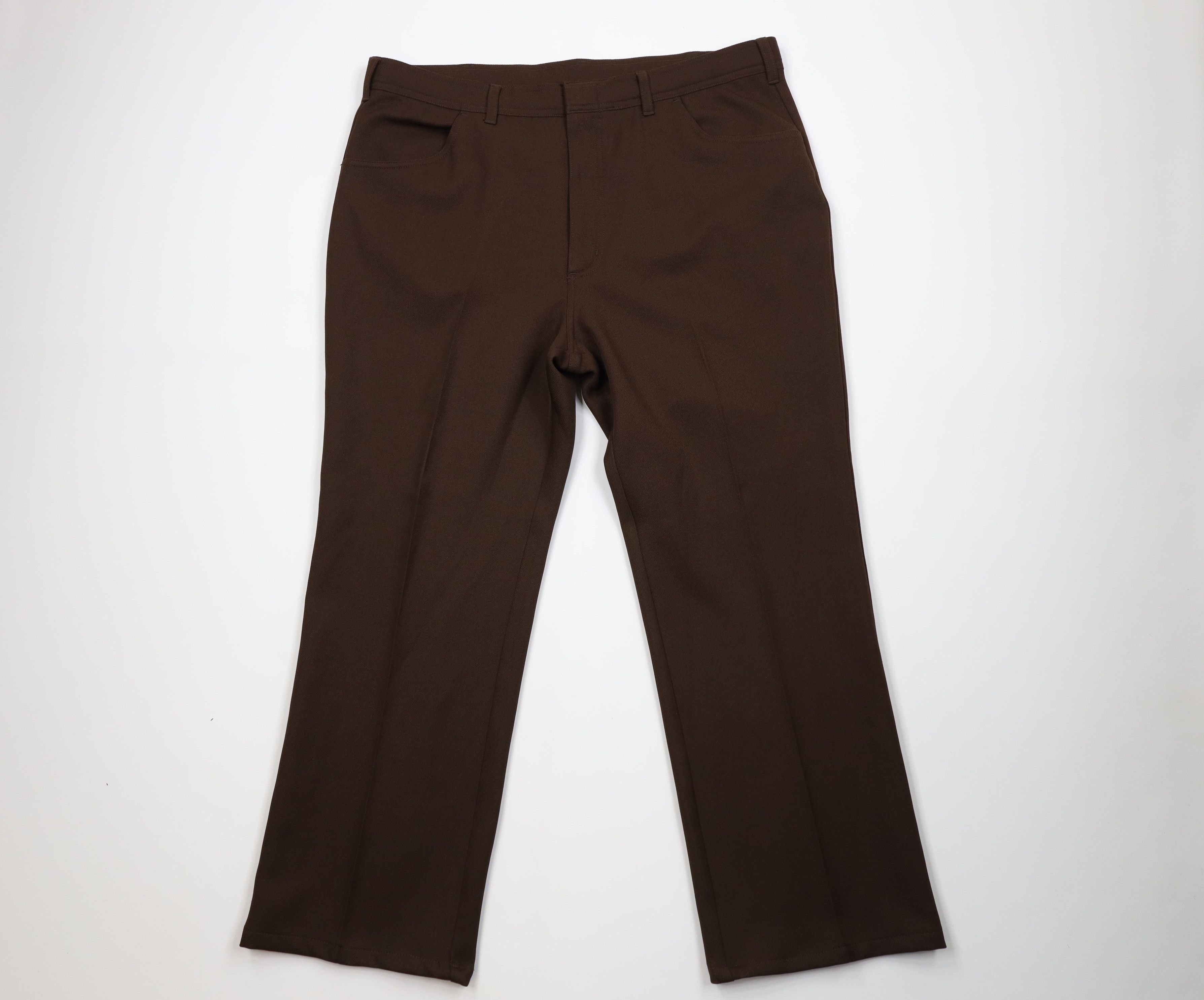 Vintage Vintage 90s Streetwear Knit Wide Leg Chino Pants Brown Size US 40 / EU 56 - 1 Thumbnail