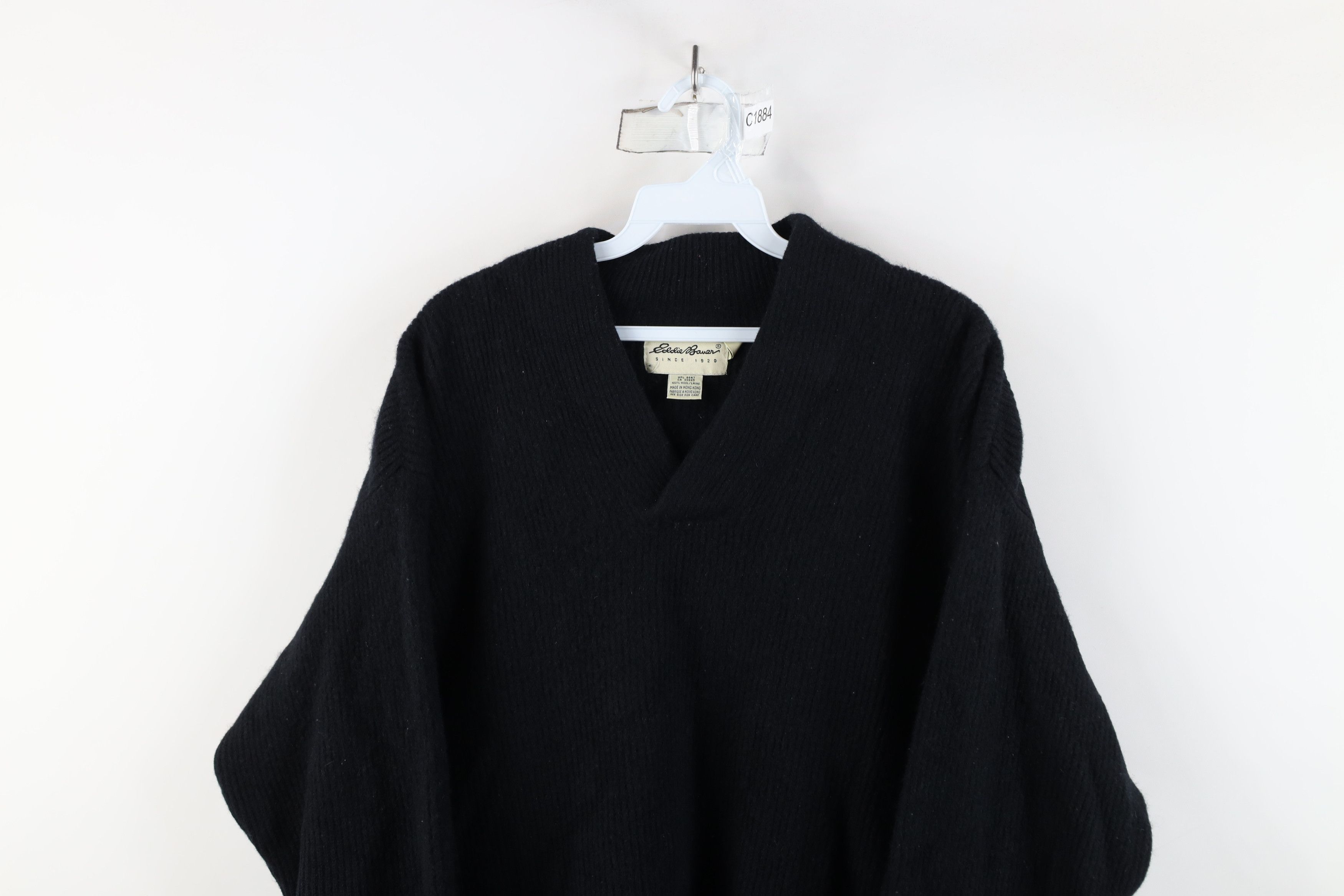 Eddie Bauer × Vintage Vintage 90s Eddie Bauer Ribbed Knit V-Neck Sweater Black Size US XL / EU 56 / 4 - 2 Thumbnail