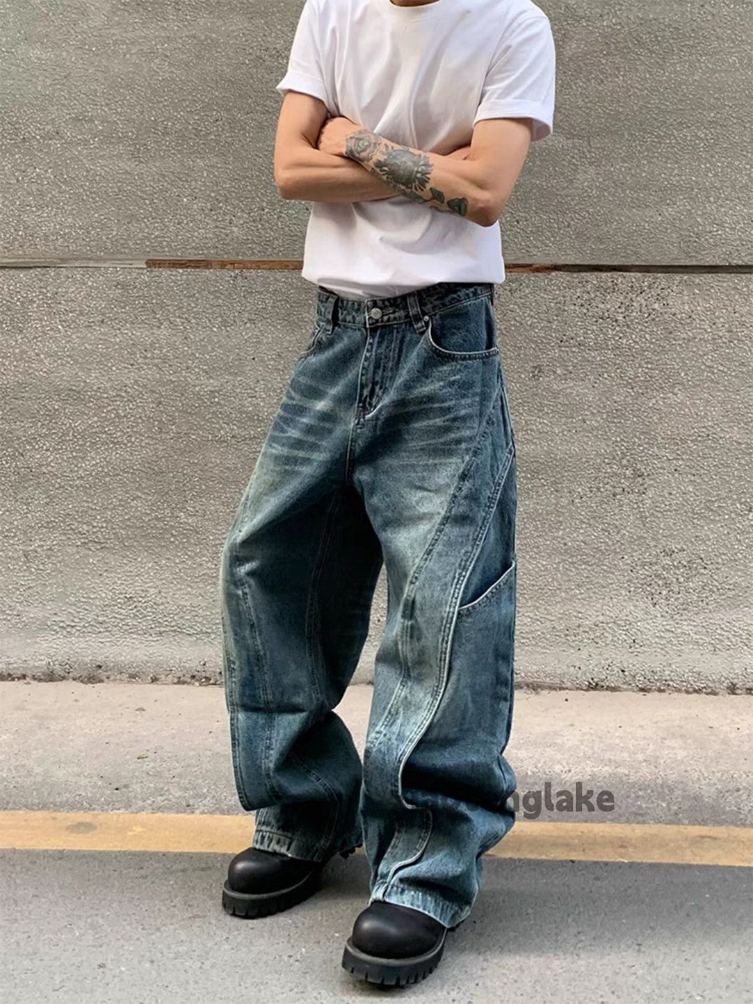 Jean × Vintage Unisex outdoor loose baggy punk grunge patchwork jeans Size US 26 / EU 42 - 3 Thumbnail