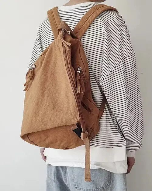 Japanese Brand Retro y2k irregular canvas backpack aesthetic Size ONE SIZE - 1 Thumbnail