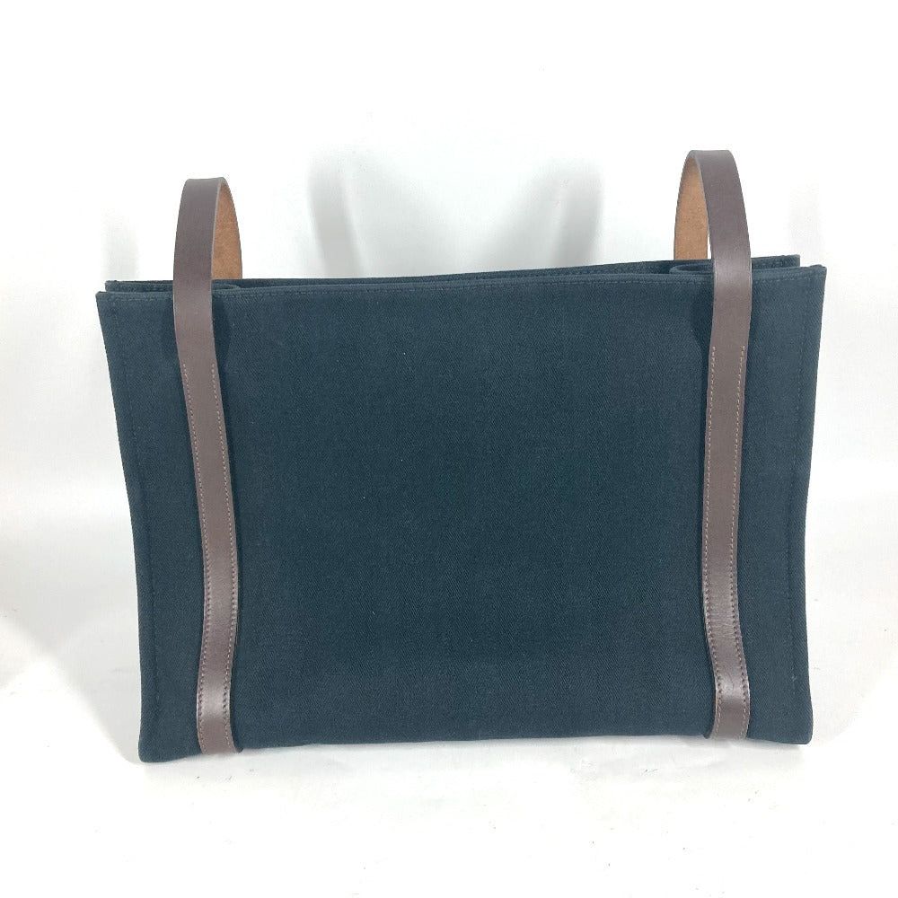 Hermes Caballicol Briefcase Shoulder Bag Shawl Tote Canvas Unisex Black, Women's