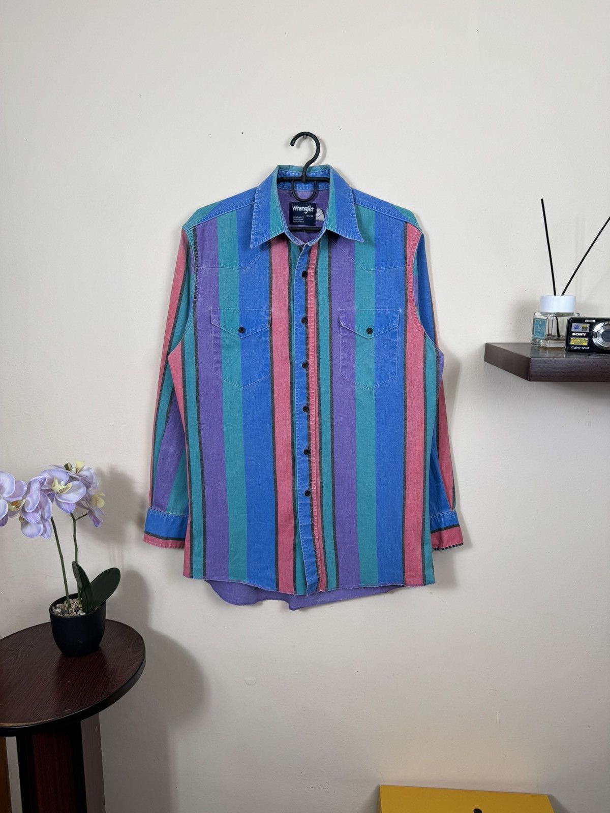 Vintage VTG Wrangler brushpopper multi bold stripe shirt 15.5 - 33 Size US M / EU 48-50 / 2 - 2 Thumbnail