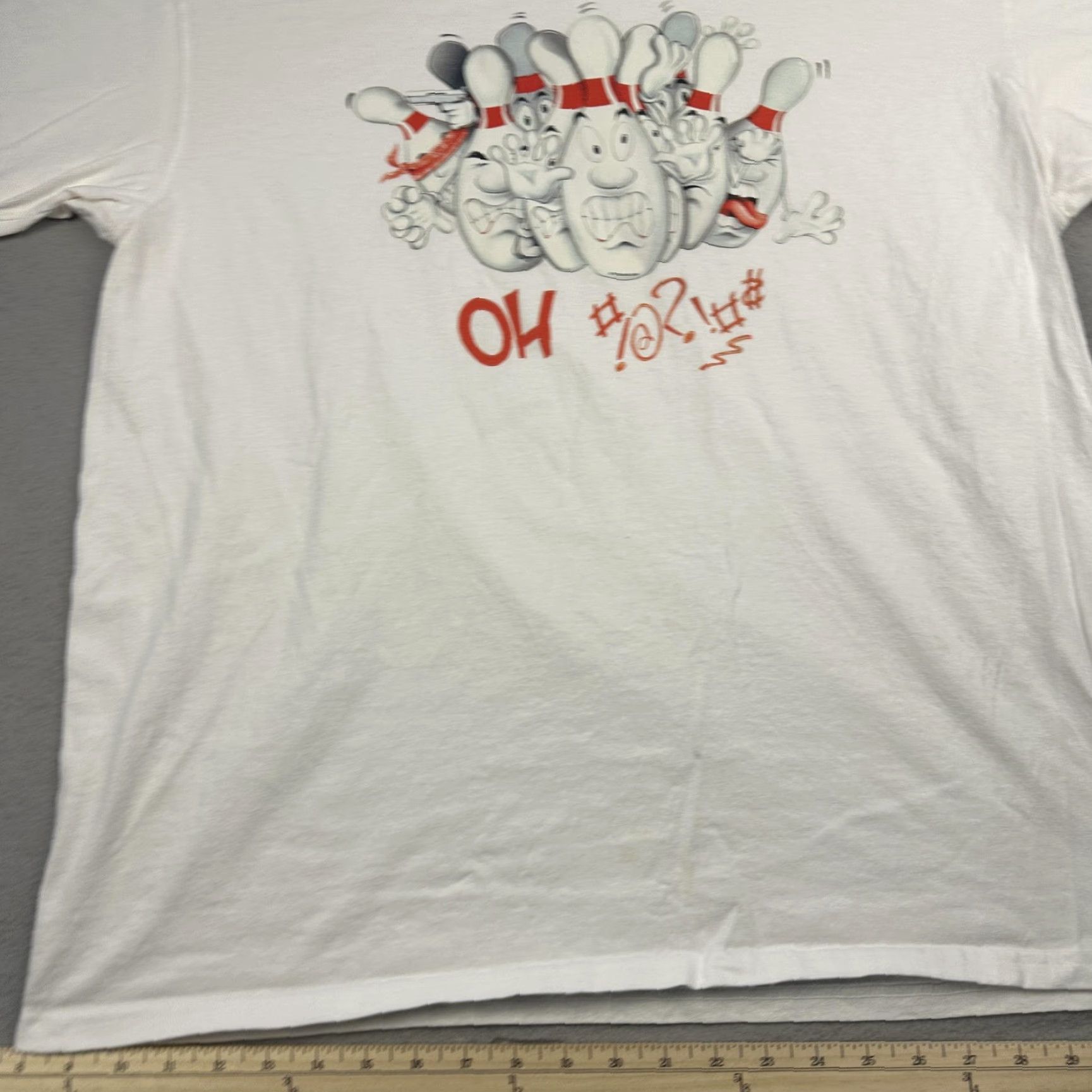 Soffe Soffe Shirt Mens XL White Bowling Cartoon Pins Graphic Funny T-Shirt Tee Casual Size US XL / EU 56 / 4 - 6 Thumbnail