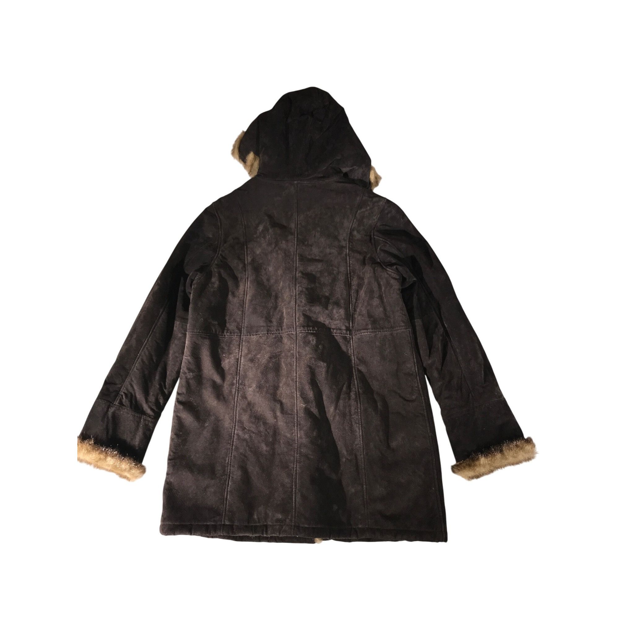 Designer Vintage Dennis Basso Brown Suede With Faux Fur Lining Parka Size L / US 10 / IT 46 - 3 Thumbnail