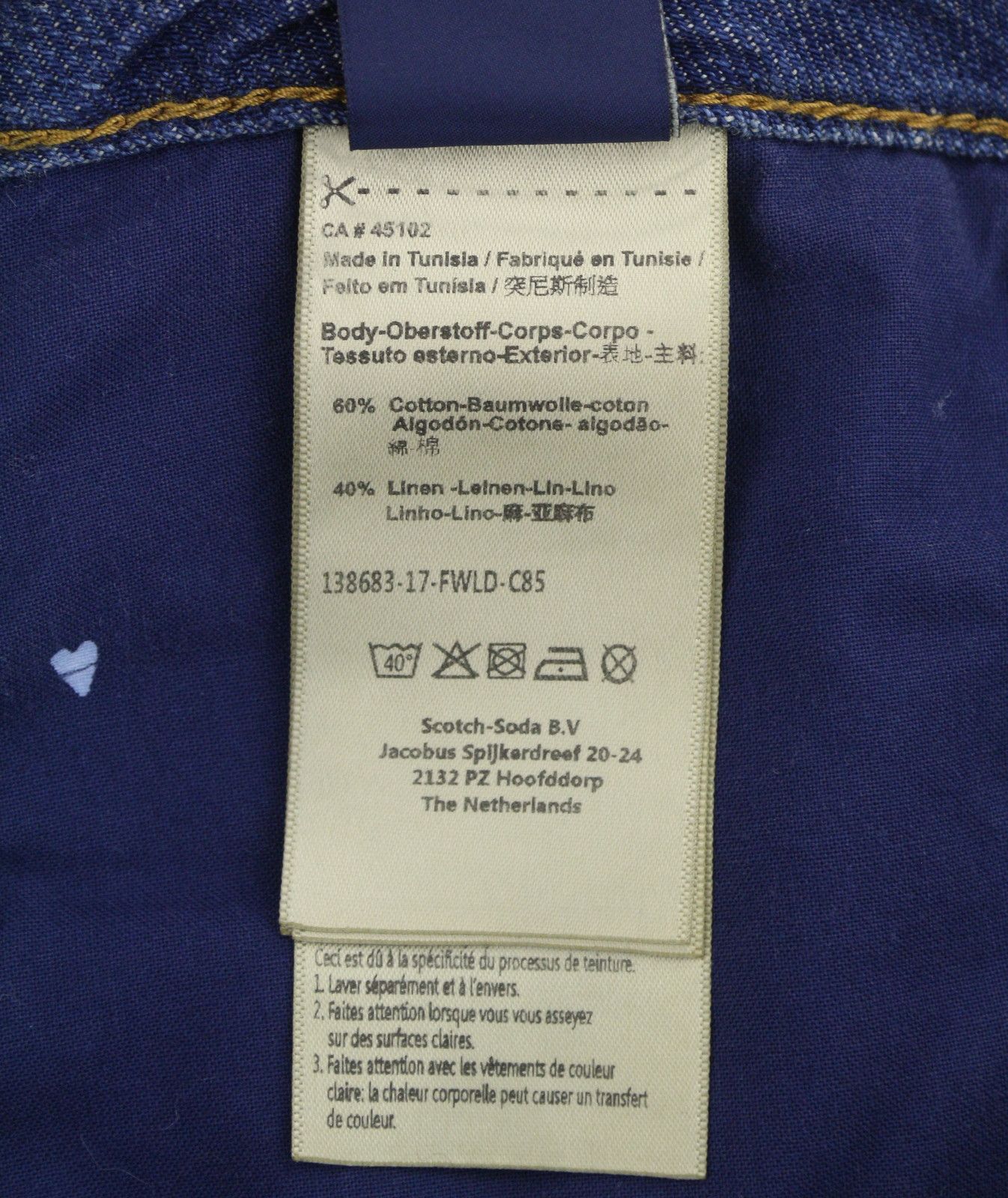 Scotch & Soda BANDIT W28/L30 Blue Linen Blend Slim Tapered 91019 Size 28" / US 6 / IT 42 - 8 Thumbnail