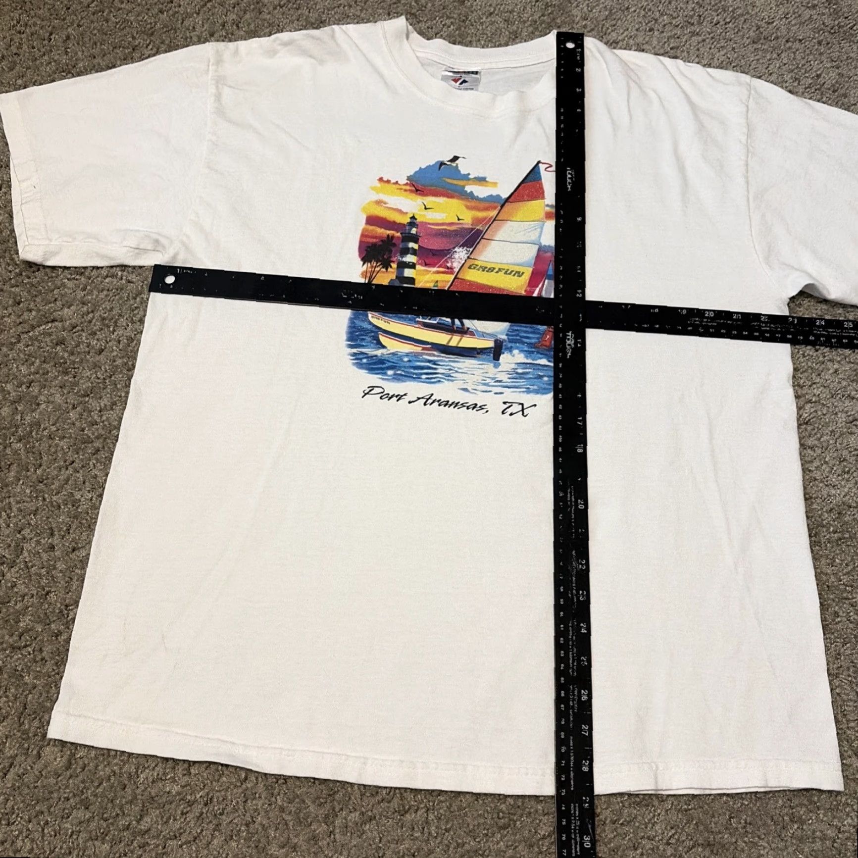 Jerzees VINTAGE Jerzees T-Shirt White XL Men Sailboat Art Port Arkansas Texas Beach Vacation Size US XL / EU 56 / 4 - 4 Thumbnail