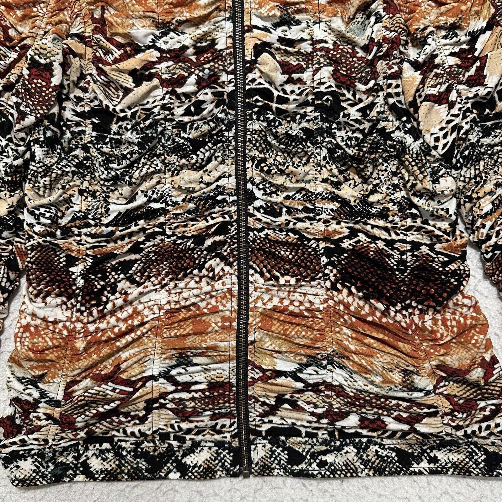 Chicos Chico's 2 Large Animal Snakeskin Ruched Sweatshirt Jacket Size L / US 10 / IT 46 - 4 Thumbnail