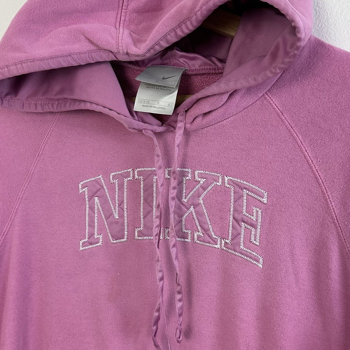Nike × Vintage Vintage Nike Hoodie Sweatshirt Pink Satin Size L / US 10 / IT 46 - 1 Thumbnail