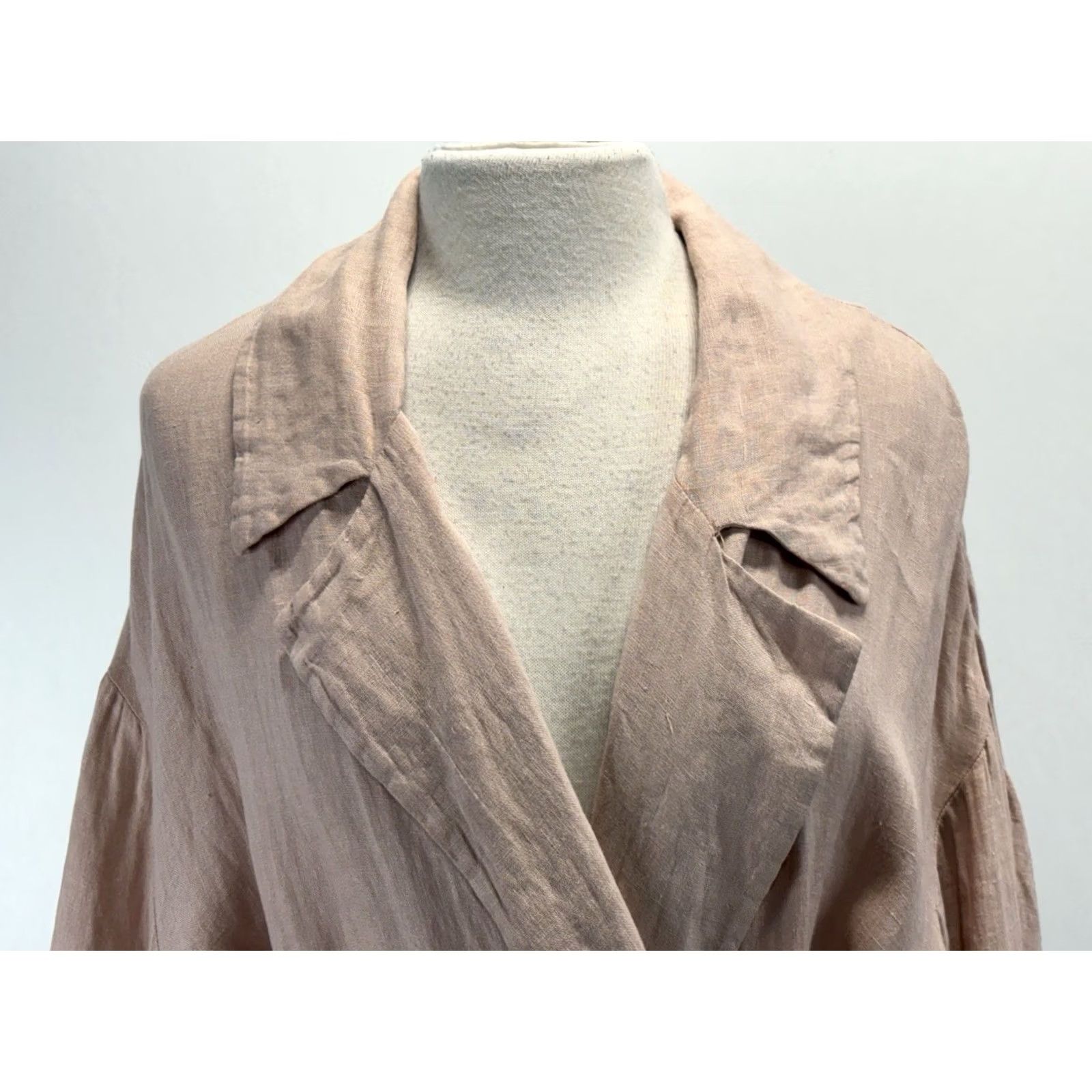 Zara Zara Linen Duster Coat Jacket Women’s L Dusty Pink Belted Lagenlook Minimalist Size L / US 10 / IT 46 - 6 Thumbnail