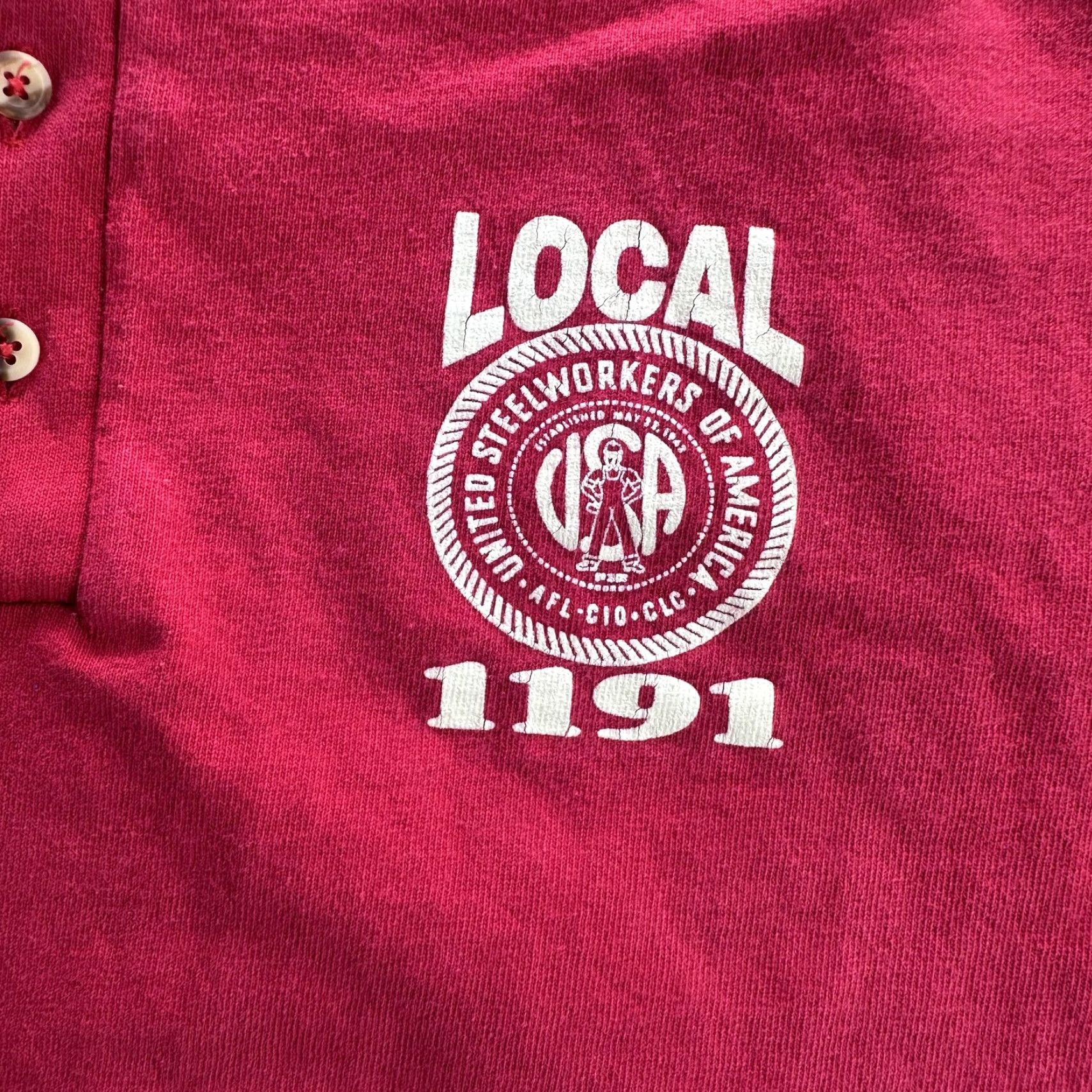 Vintage United Steelworkers Local 1191 Shirt Mens XL Red Henley AFL-CIO Graphic Union Size US XL / EU 56 / 4 - 3 Thumbnail