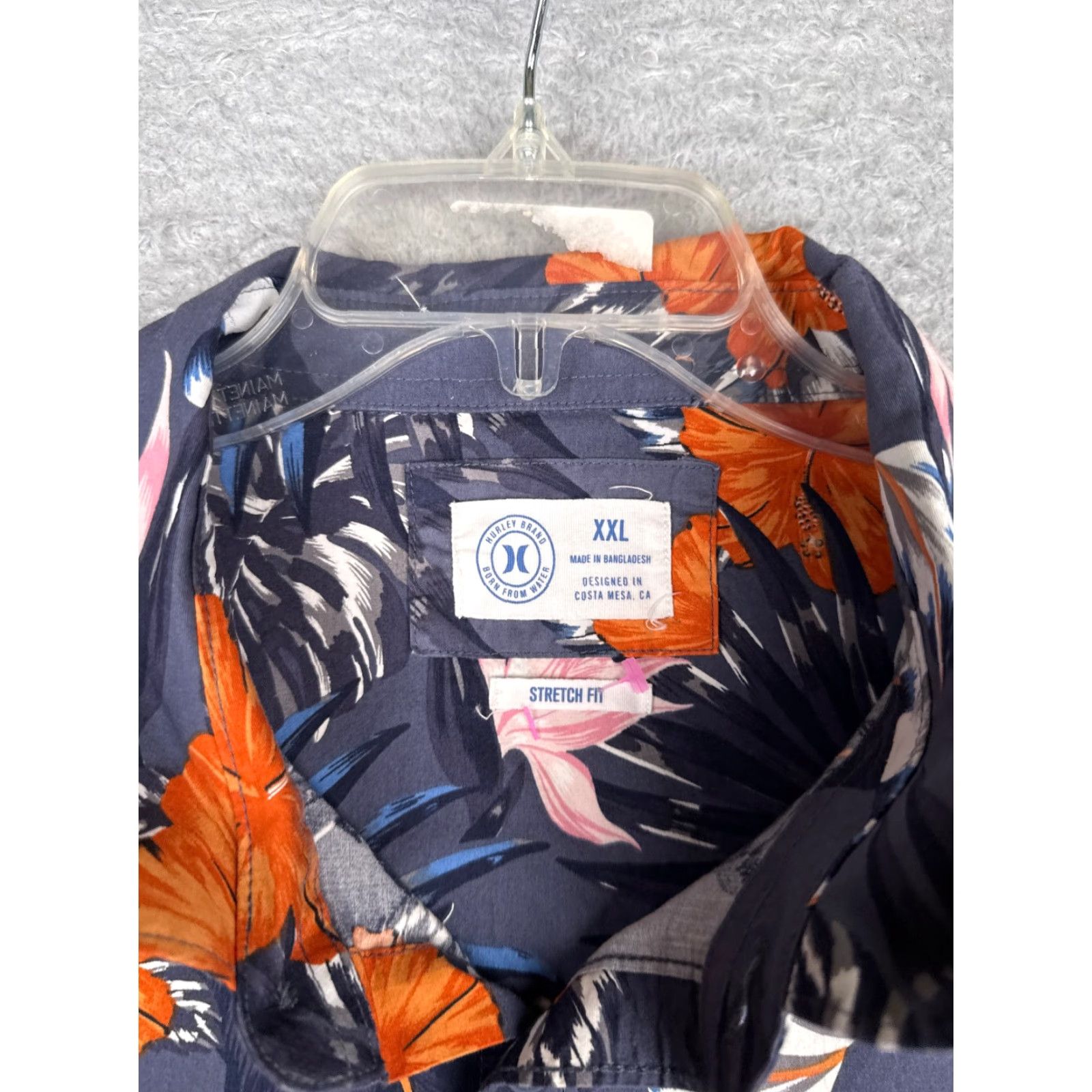 Hurley Hurley Shirt Men 2XL Button-Up Hawaiian Floral Blue Orange Pink Bird Of Paradise Casual Short Sleeve Size US XXL / EU 58 / 5 - 7 Thumbnail