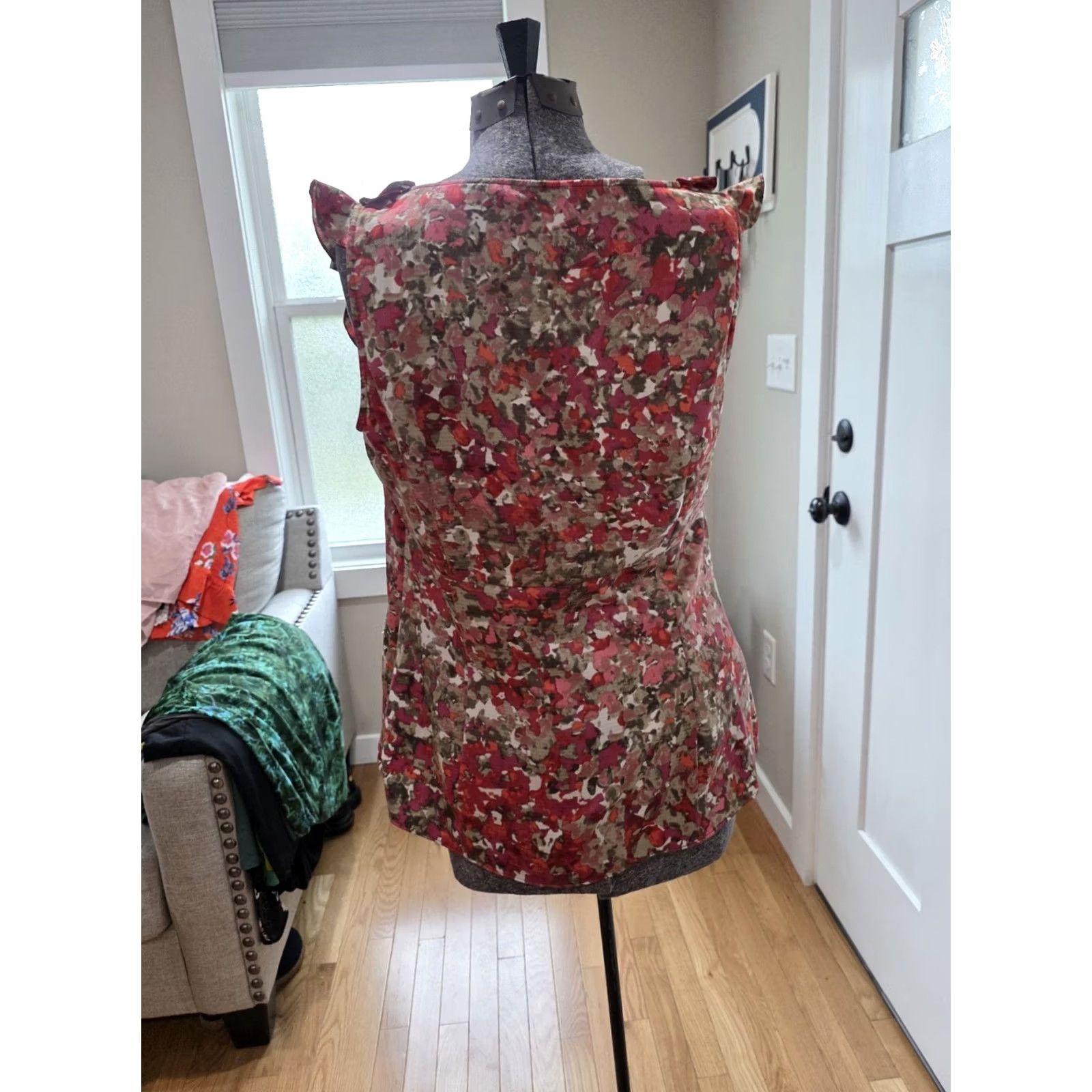 Anne Klein Anne Klein Blouse Top Red L Ruffled Sleeves Women Regular Size L / US 10 / IT 46 - 2 Thumbnail