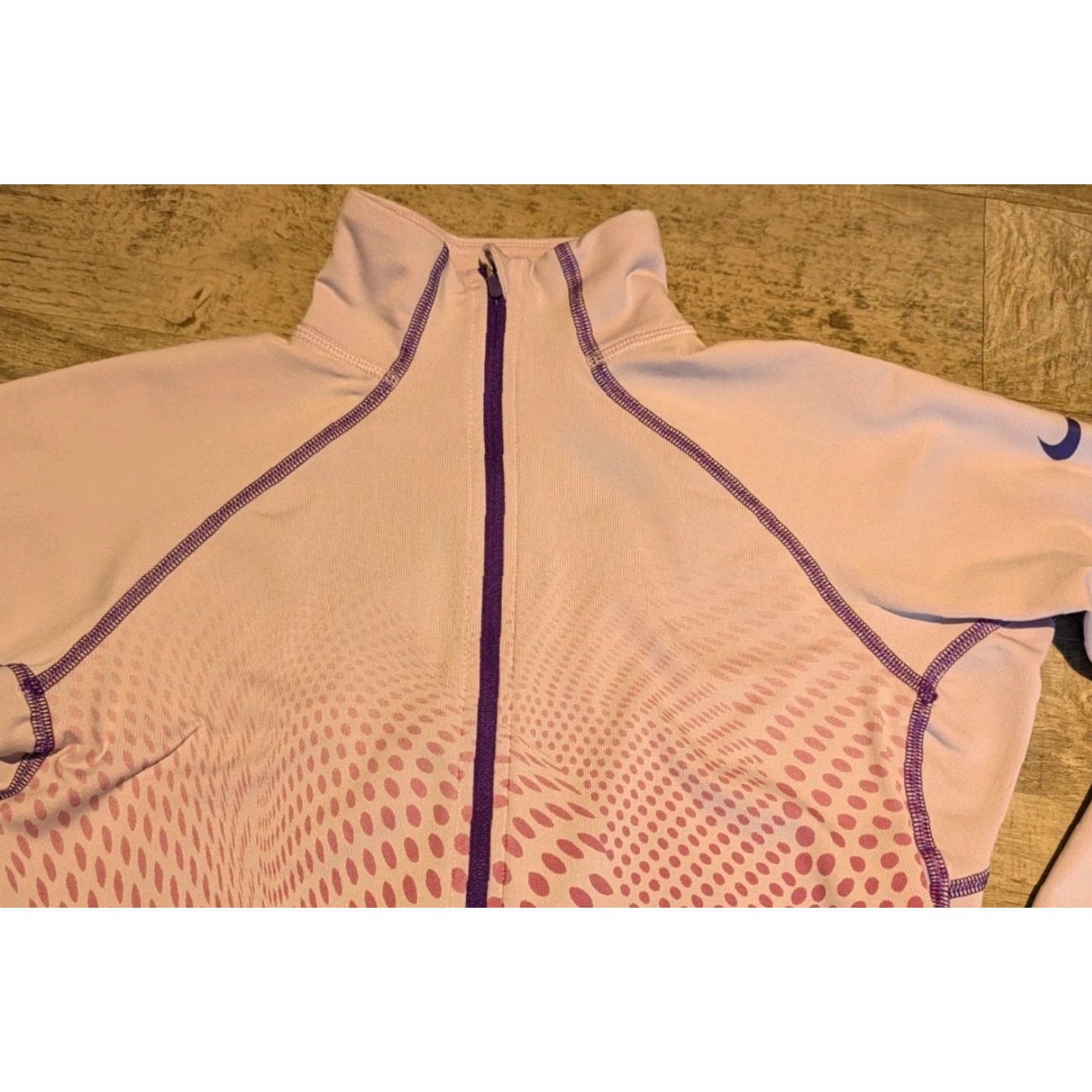 Nike Nike Pro Women's S Light Purple Optical Illusion Quarter Zip Athletic Top Drifit Size S / US 4 / IT 40 - 2 Thumbnail