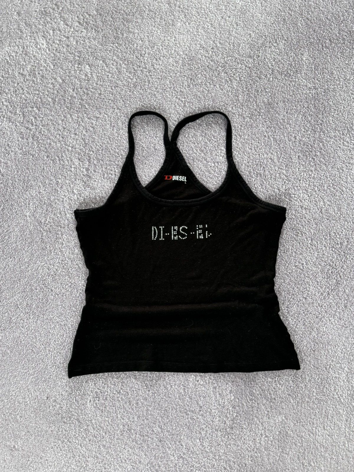 Diesel 00s Diesel Y2K Sexy Rhinestones Logo Tank Top Size L / US 10 / IT 46 - 1 Thumbnail