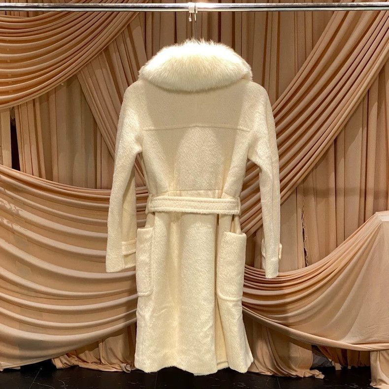 Max Mara Max Mara Mainline white fur collar long coat Size S / US 4 / IT 40 - 2 Thumbnail