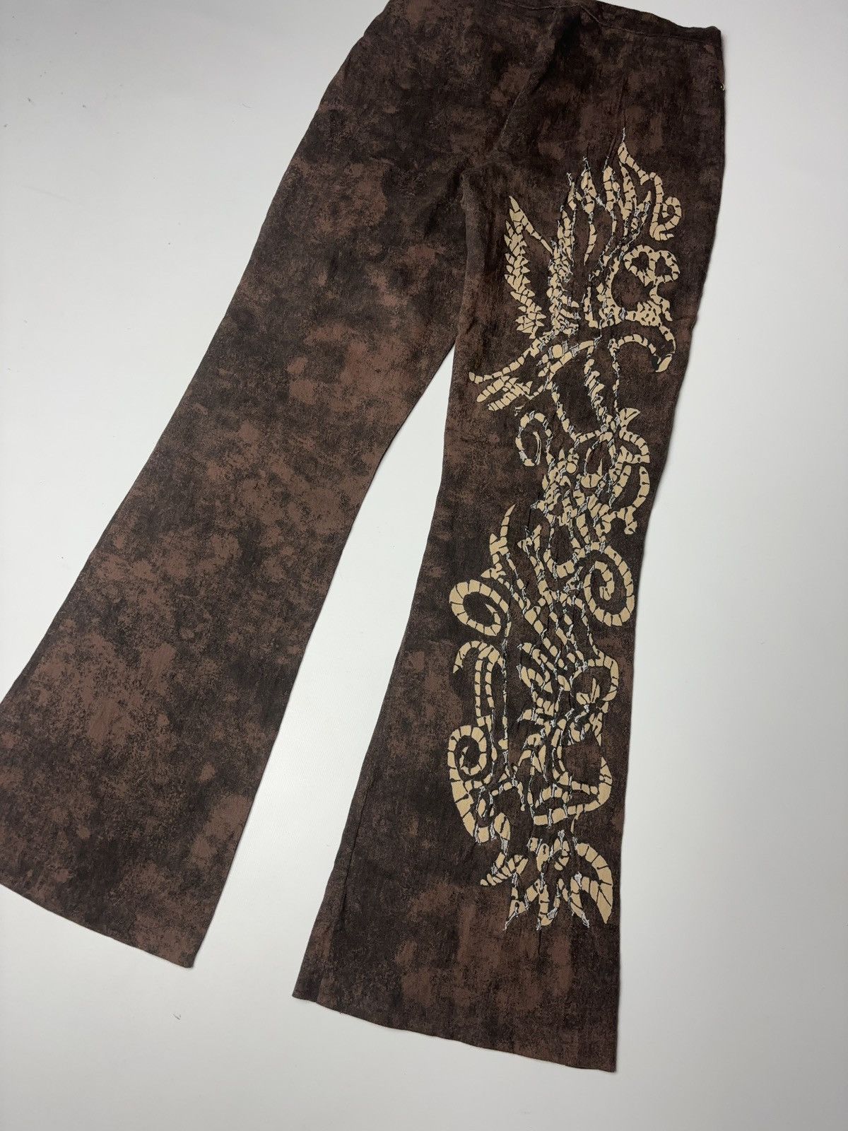 Vintage ITALIAN VINTAGE TIE-DYE AVANT GARDE PRINTED FLARED PANTS Size 27" / US 4 / IT 40 - 9 Thumbnail