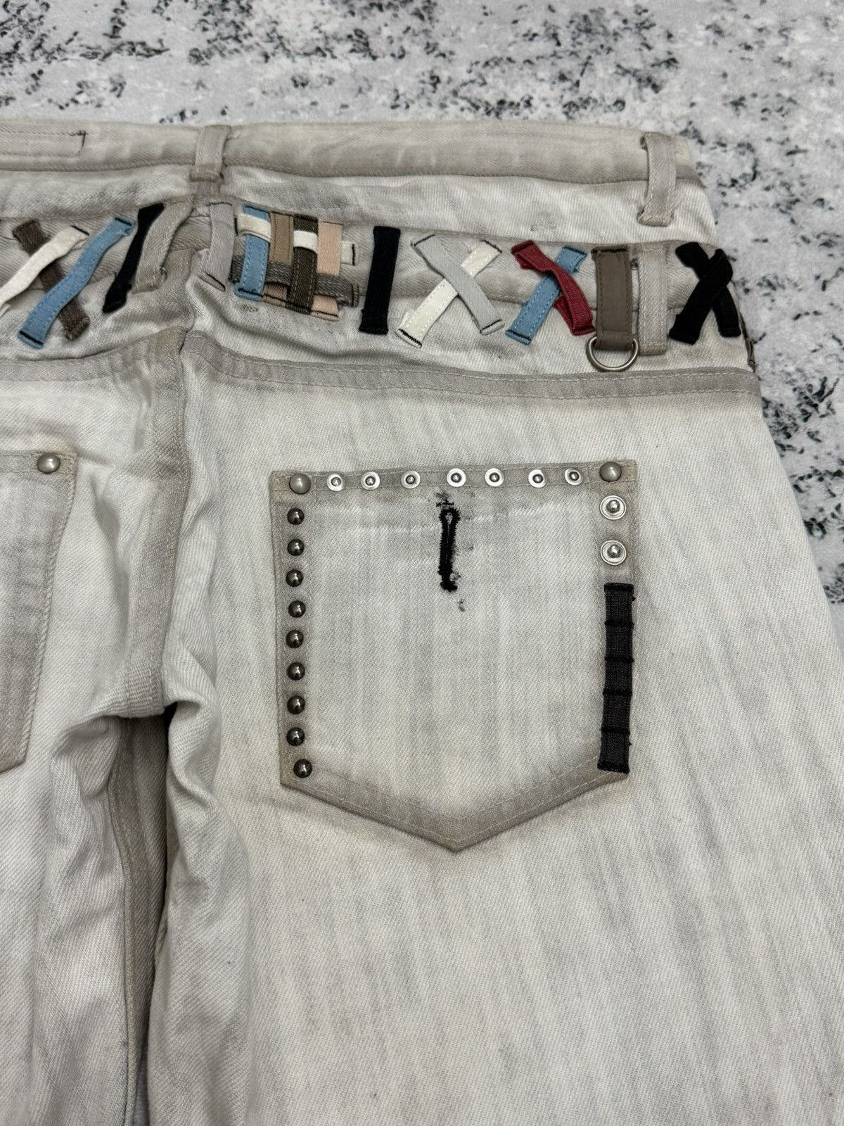DKNY DKNY Double Waist Studs Released Hem Y2K Grey Straight Jeans Size US 32 / EU 48 - 13 Thumbnail