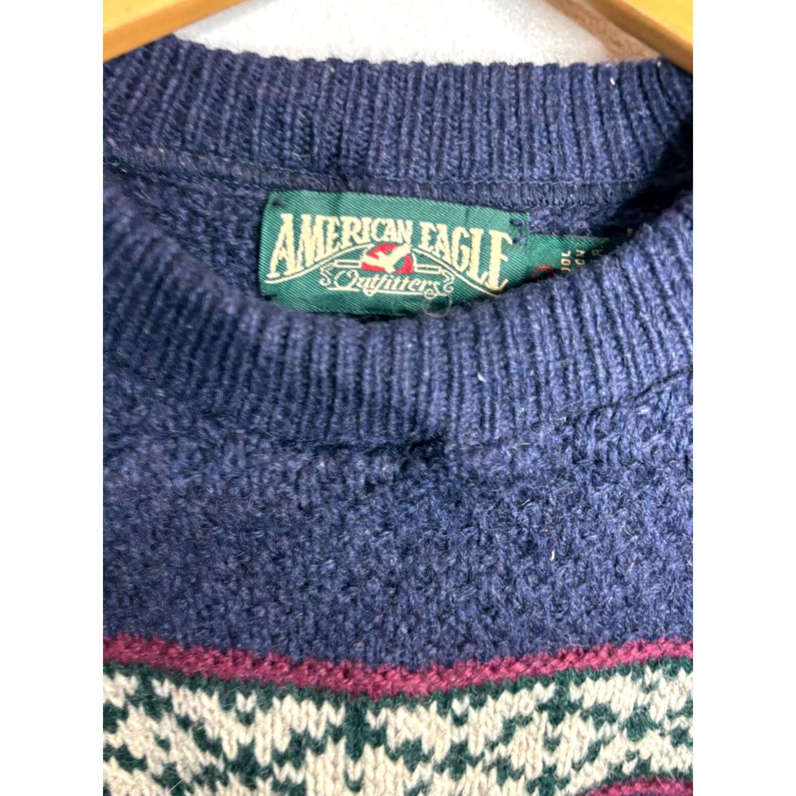American Eagle Outfitters VTG American Eagle Sweater Mens L Fair Isle Wool Crew Neck Pullover Blue 8/10 Vintage Snowflake Modern Casual 5580 Mens Size US L / EU 52-54 / 3 - 3 Thumbnail