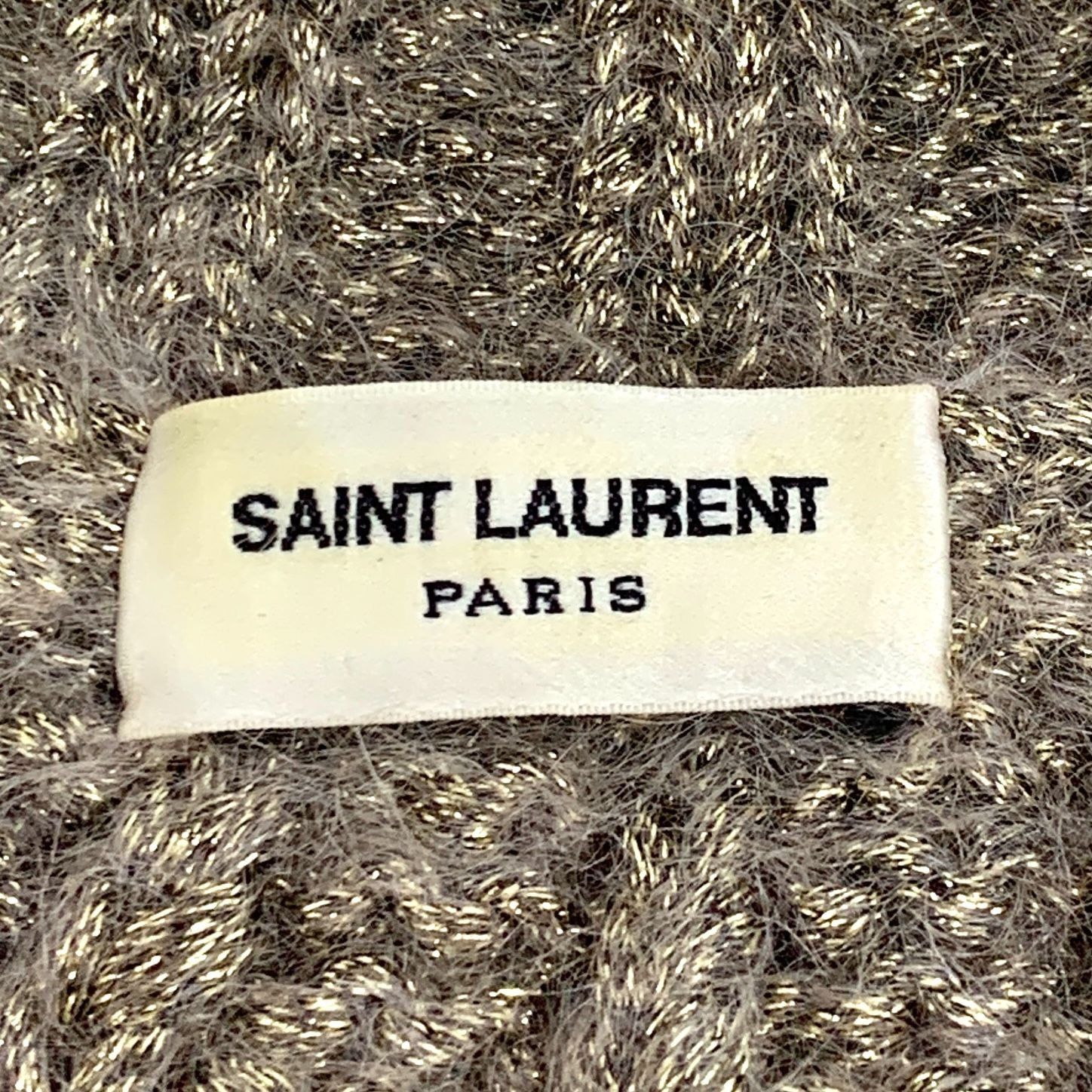 Yves Saint Laurent Saint Laurent Dark Brown & Gold Thread Mohair Round Neck Lon Size M / US 6-8 / IT 42-44 - 2 Thumbnail