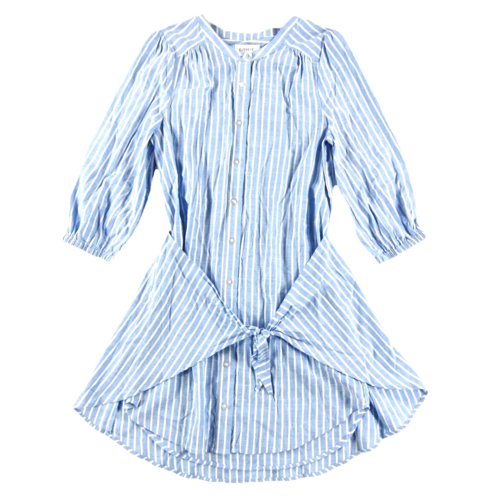 Vintage EVEREVE Blue White Stripe 3/4 Sleeve Button Down Apron Shirt Dress Woman Small Size S / US 4 / IT 40 - 2 Thumbnail