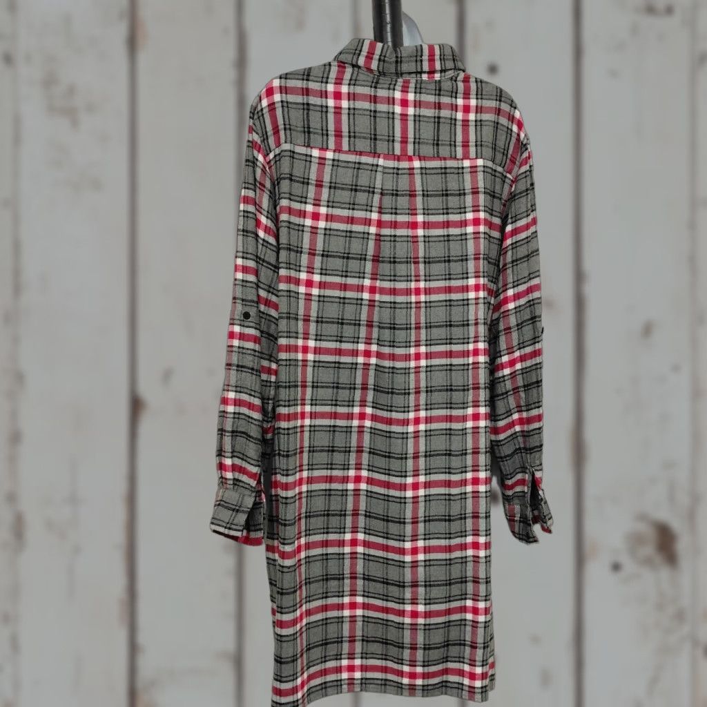 DKNY DKNY Dress Women's Large Gray Pink Window Pane Plaid Button Up Long Sleeve Size L / US 10 / IT 46 - 1 Thumbnail