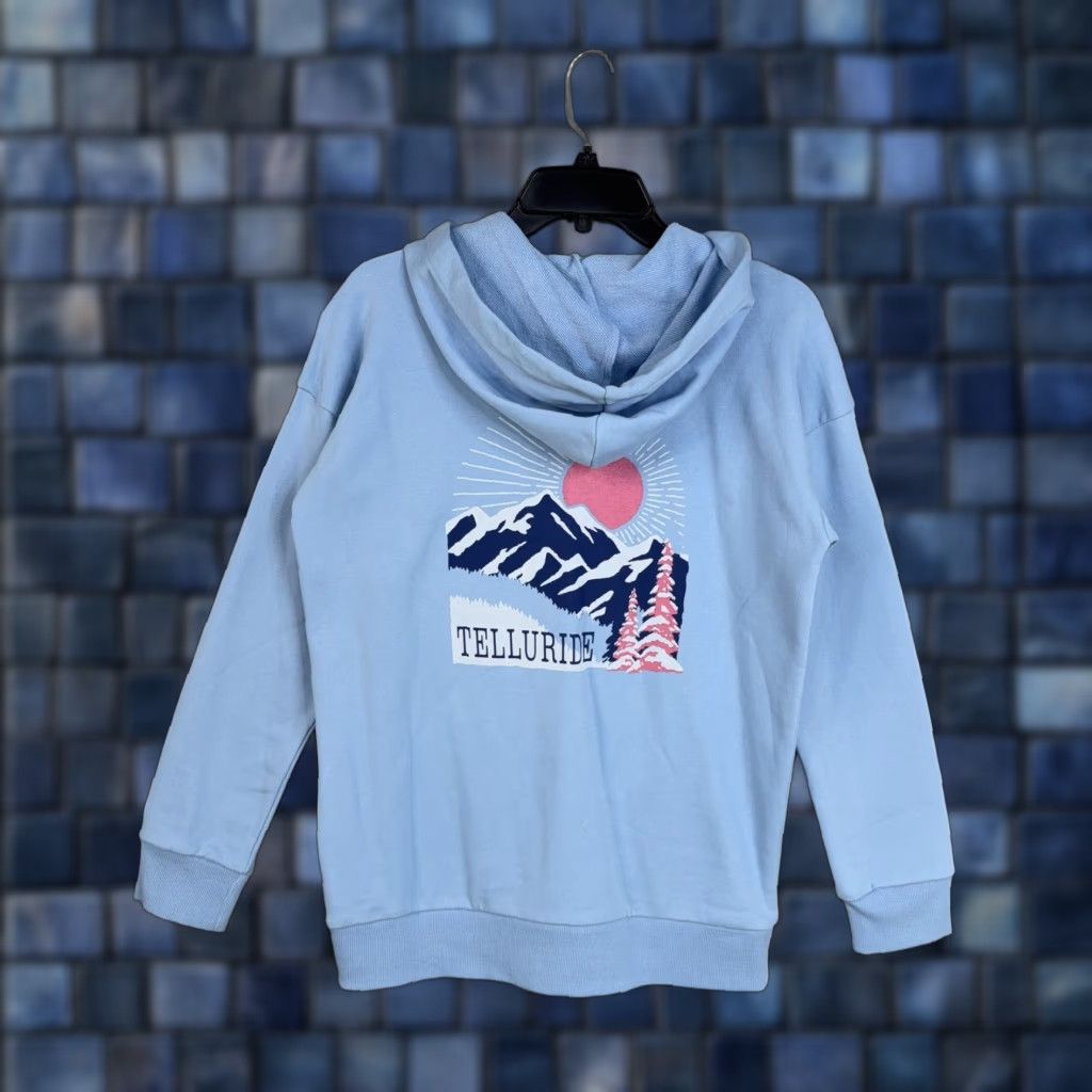 Vintage Gear For Sports Telluride Hoodie S Blue Full Zip Graphic Fleece Ski Snowboard Winter Mens Small Size US S / EU 44-46 / 1 - 1 Thumbnail
