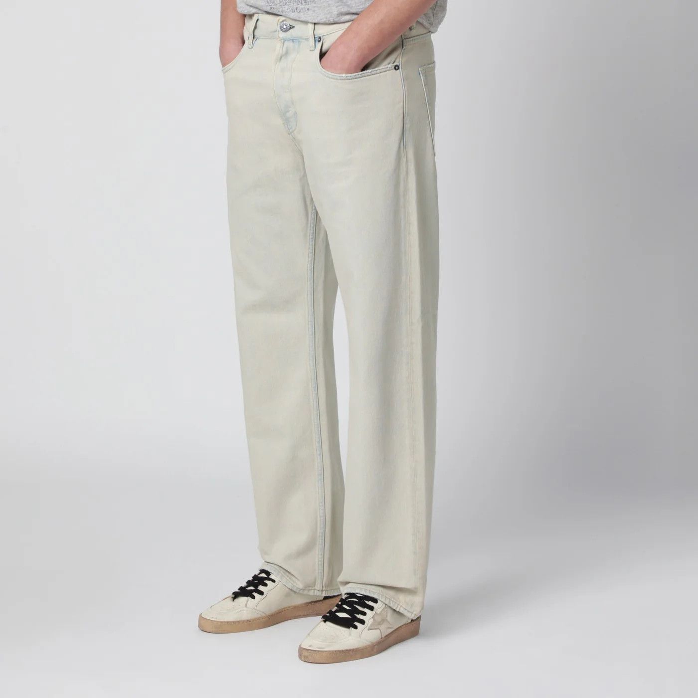 Golden Goose o1d2blof0426 Denim Jeans in Beige Size 33" - 2 Thumbnail