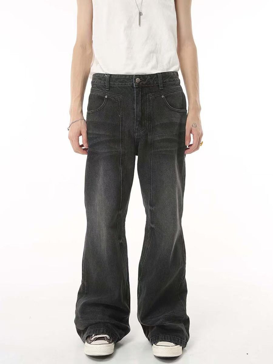 Japanese Brand × Jean Micro Flare Black Washed Loose Jeans Size US 30 / EU 46 - 1 Thumbnail