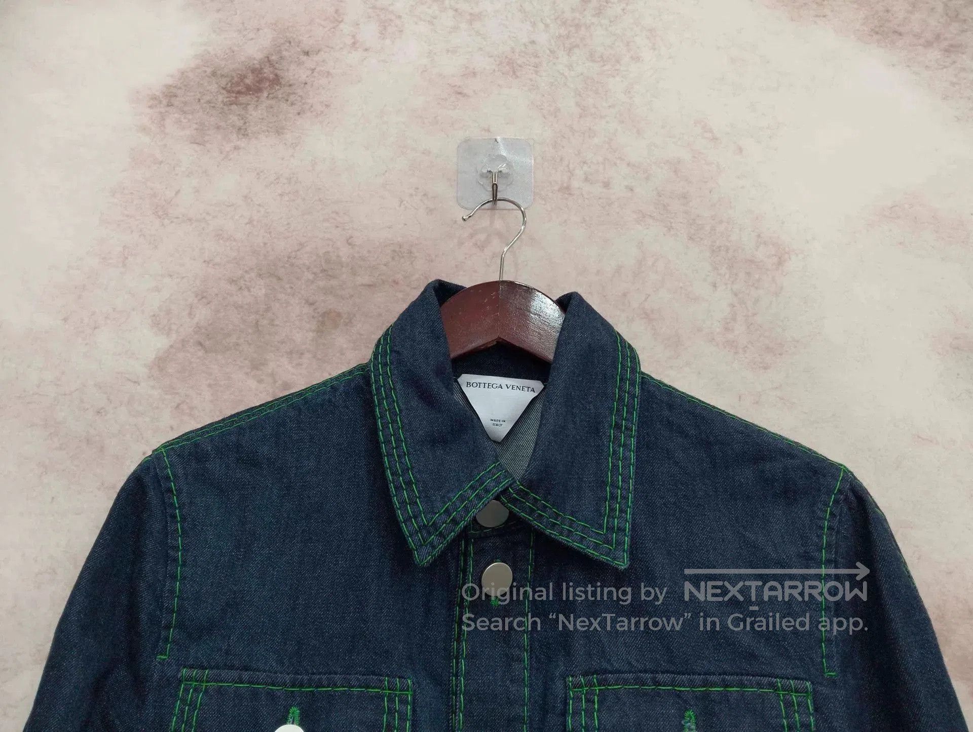 Bottega Veneta Blue Denim Jacket with Green Stitching Size S. Size US S / EU 44-46 / 1 - 3 Thumbnail