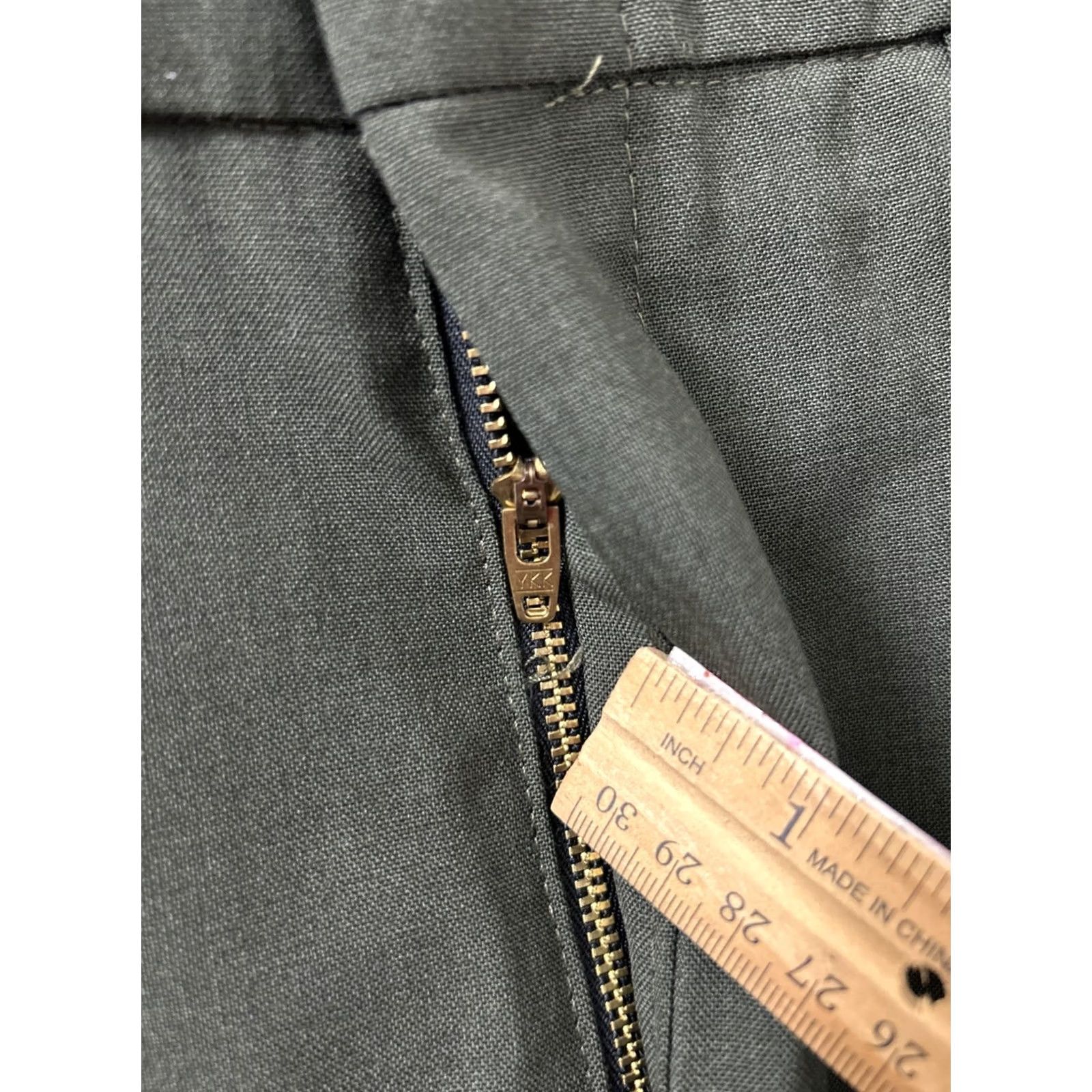 Vintage VF Imagewear Work Pants Mens 32x34 Green Wool-Polyester 5-Pocket Chino Flat Front Straight Leg YKK Size US 32 / EU 48 - 4 Thumbnail