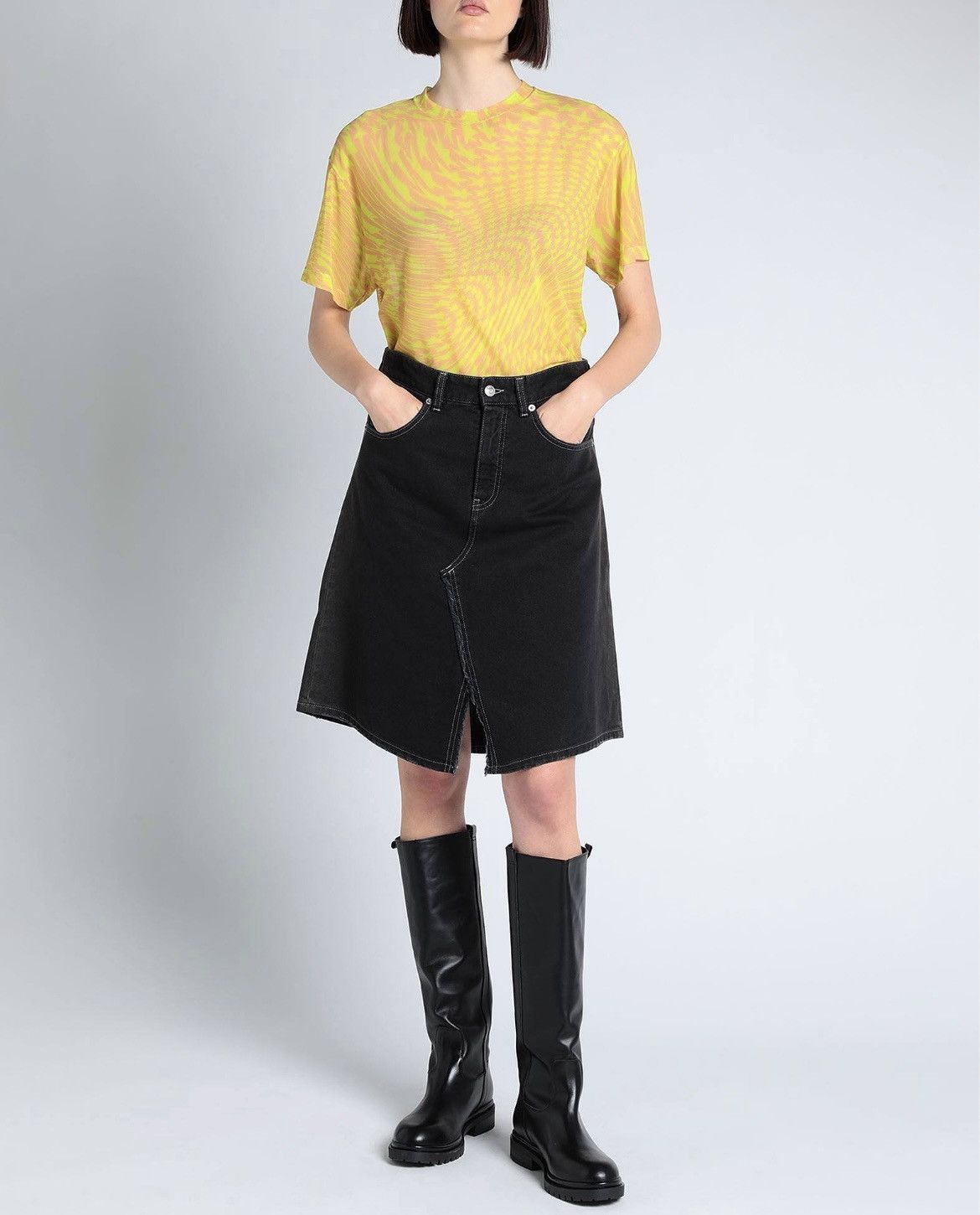 Mugler Mugler Star Semi-sheer Stretch Mesh T-shirt Size FR 36 Lime Size XS / US 0-2 / IT 36-38 - 1 Thumbnail