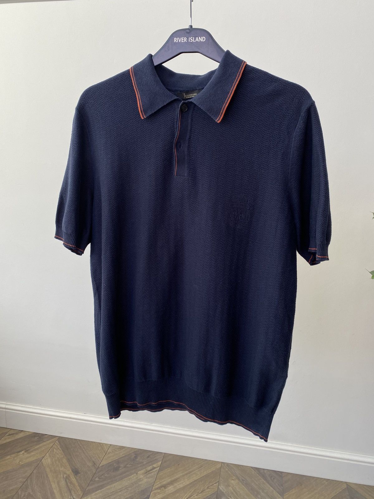 Billionaire Couture Vintage Billionaire Navy Knit Polo Shirt Men’s Short Sleeve Size US L / EU 52-54 / 3 - 3 Thumbnail