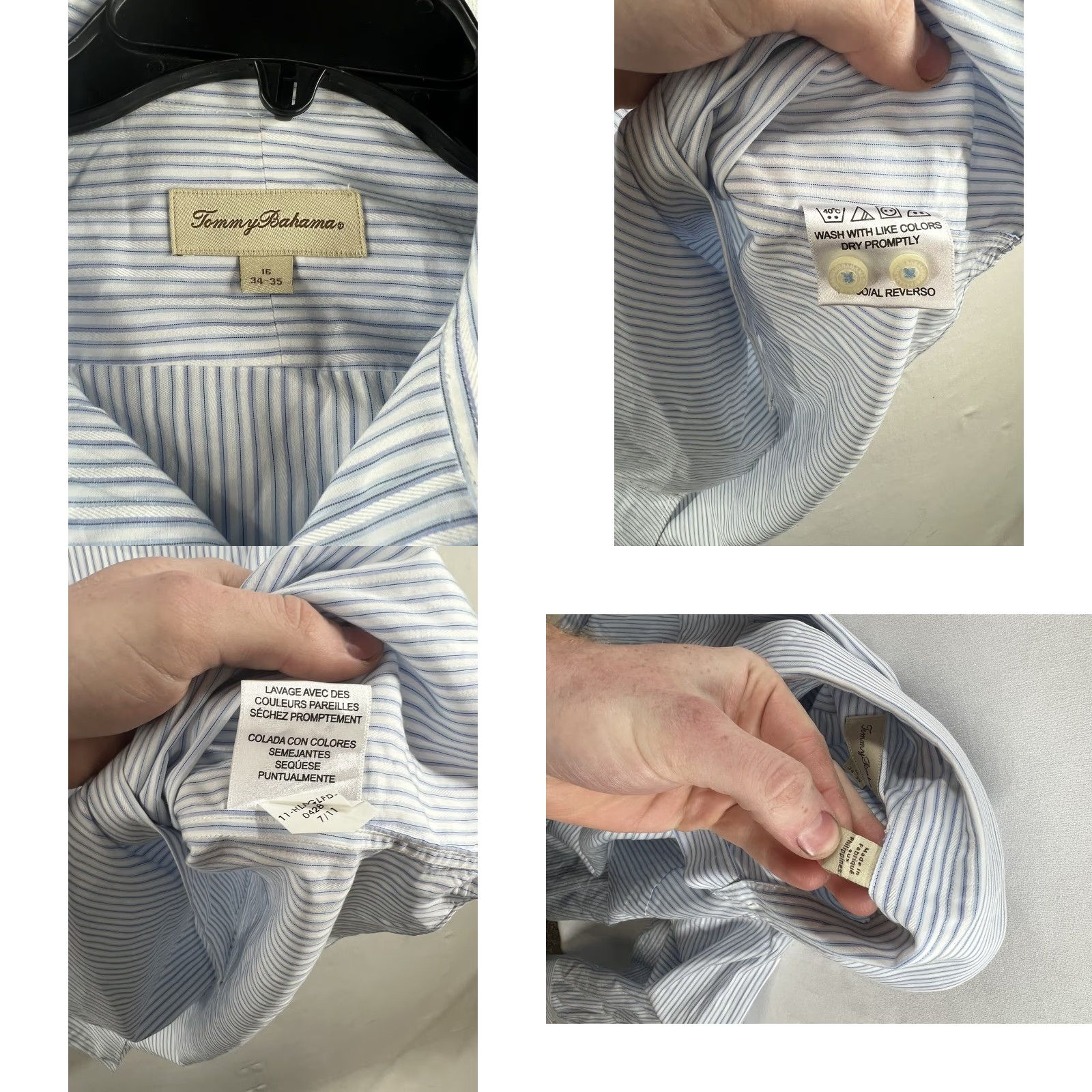 Tommy Bahama Tommy Bahama Button Down Shirt Mens 16 34-35 Blue White Stripe Long Sleeve Size US L / EU 52-54 / 3 - 8 Thumbnail
