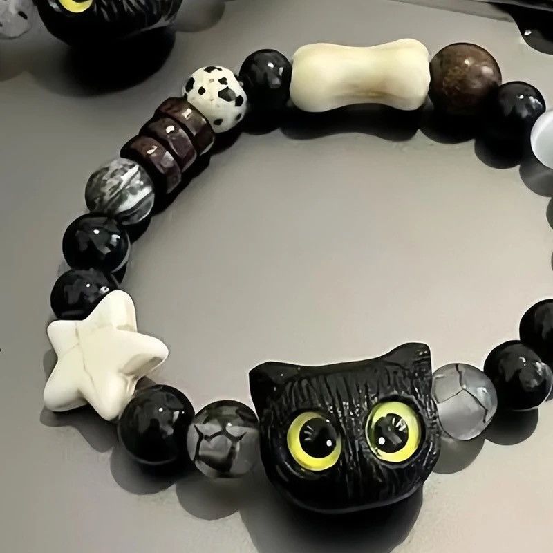 Jewelry Natural stone black cat bracelet Size ONE SIZE - 2 Thumbnail