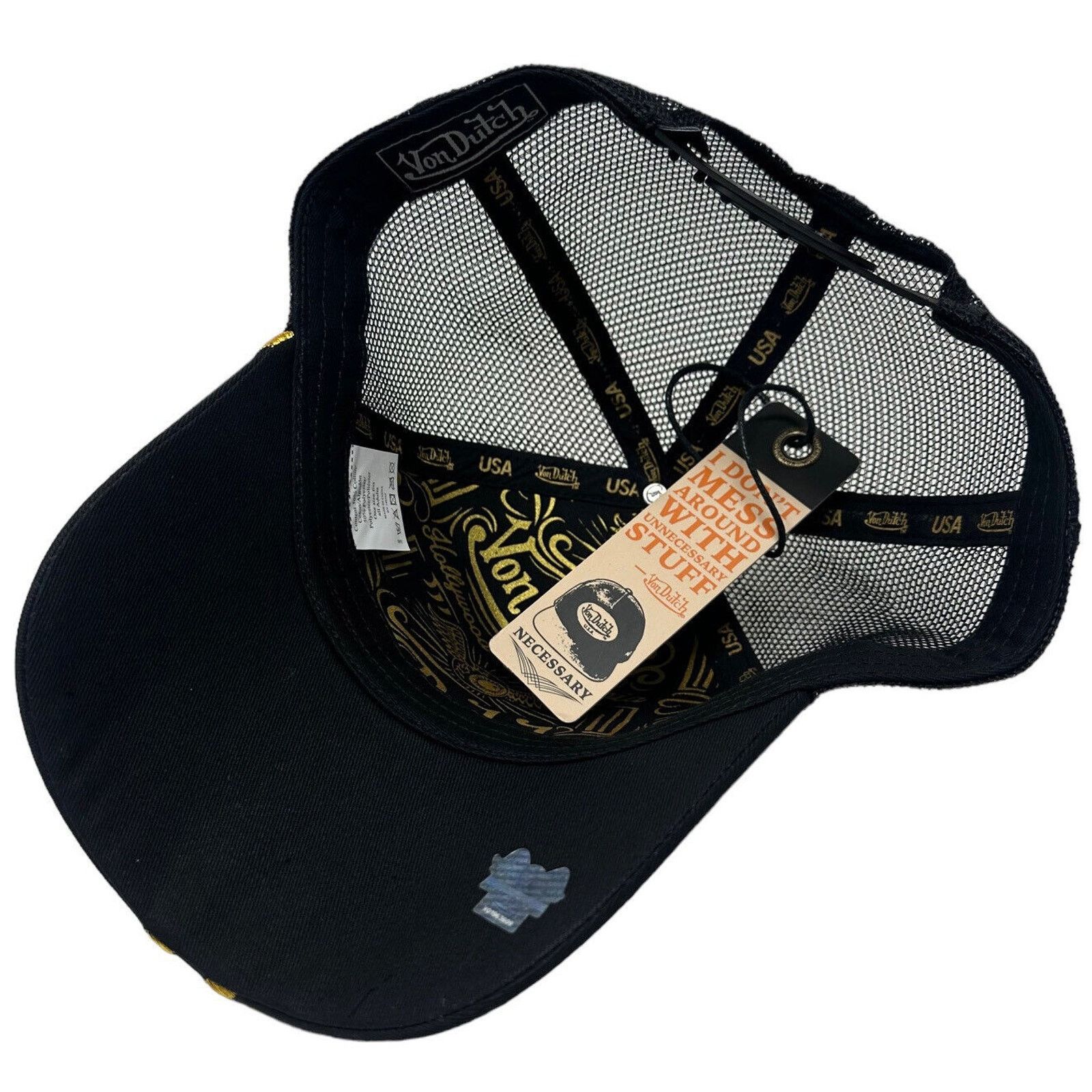 Von Dutch Von Dutch Trucker Hat Racing Inspired Black & Gold Cap Size ONE SIZE - 4 Thumbnail