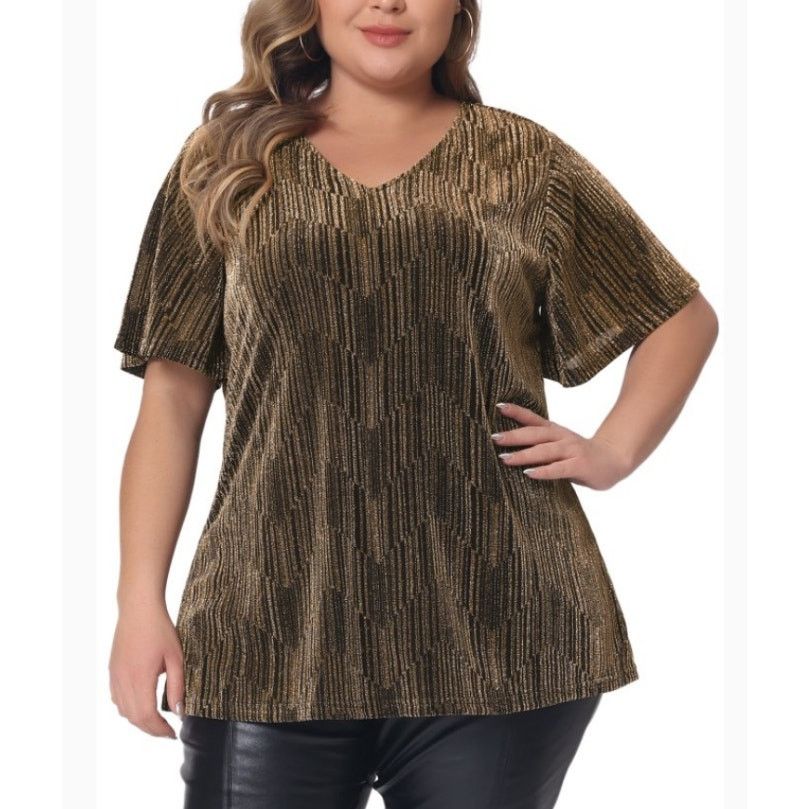 The Unbranded Brand Women's Dressy Pullover Top Gold Black XL Size XL / US 12-14 / IT 48-50 - 1 Thumbnail