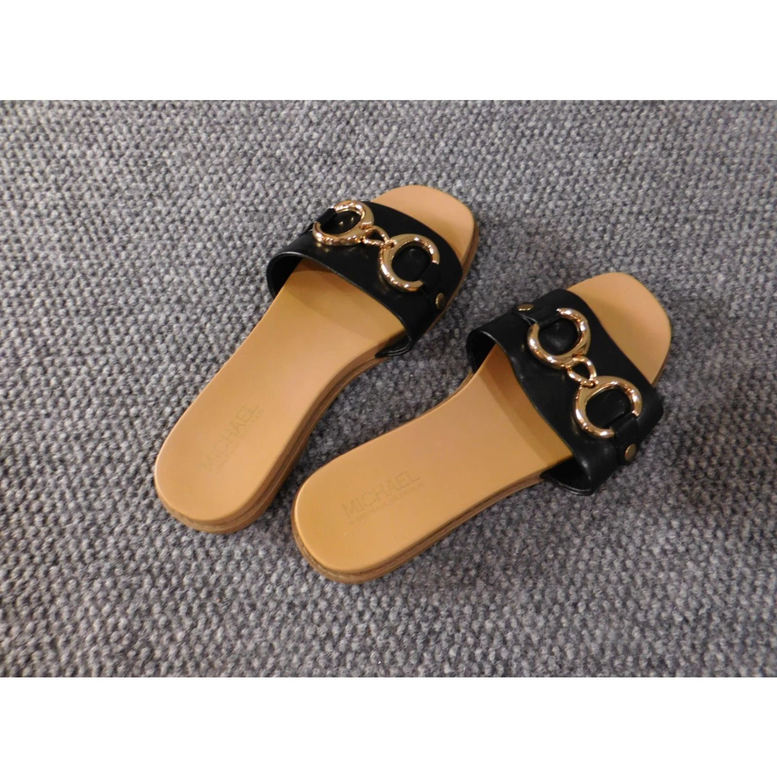 Vintage Michael Shannon Womens Sandals Slip On Slides 9 Black Leather Studded Adjustable Strap 90s Boys Mens Womens Size US 9 / IT 39 - 6 Thumbnail