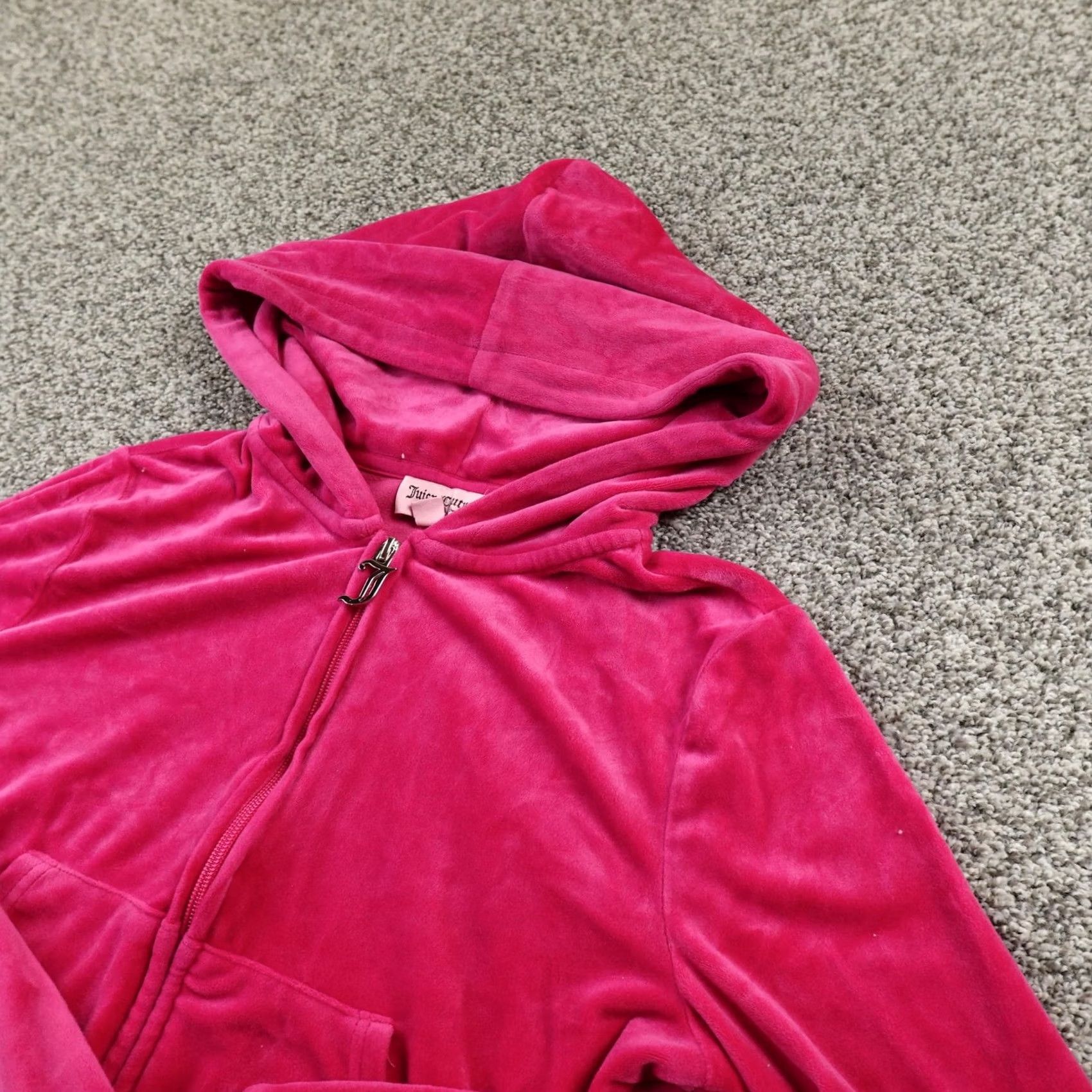 Juicy Couture VINTAGE Juicy Couture Hoodie Womens S Pink Velour Full Zip Rhinestone Bling Jacket Y2K Size S / US 4 / IT 40 - 2 Thumbnail