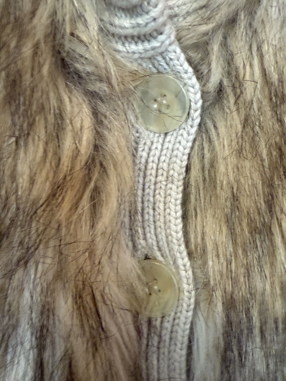 Ann Taylor Merino Wool Blend Beige Tan Faux Fur Vest Jacket